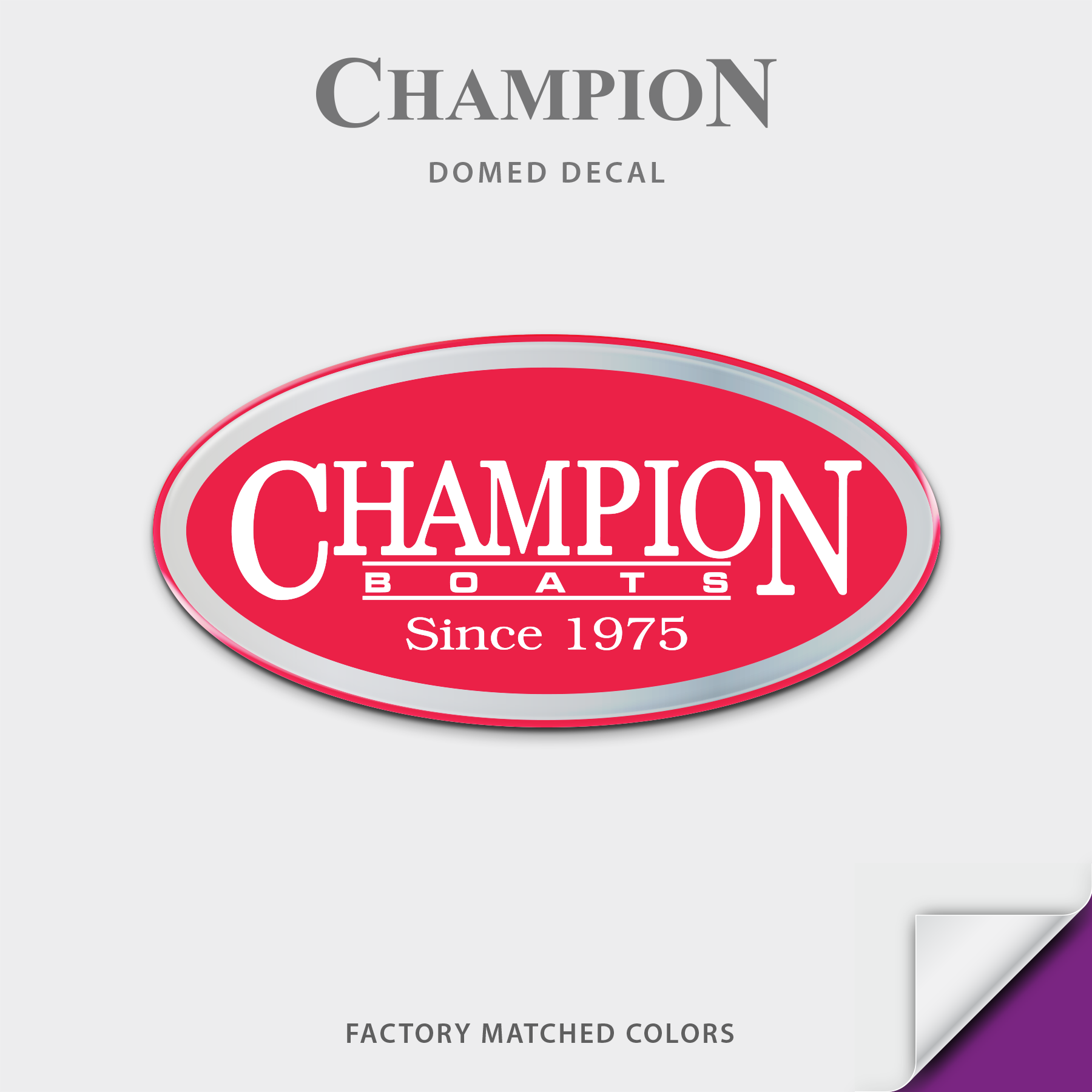 Champion Oval Domed Boat Decal