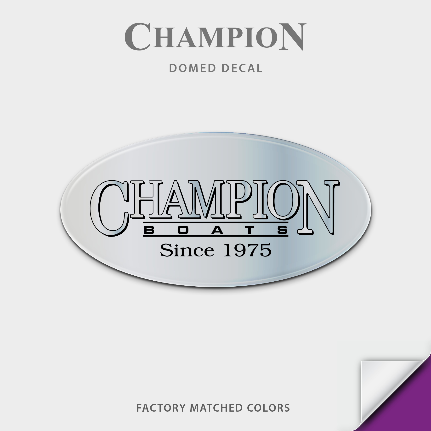 Champion Oval Domed Boat Decal