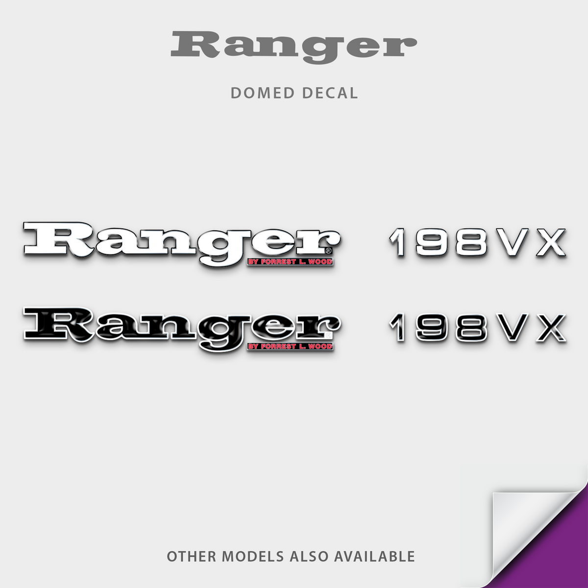 1996-2014 Ranger Boat Model Domed Decal, any number