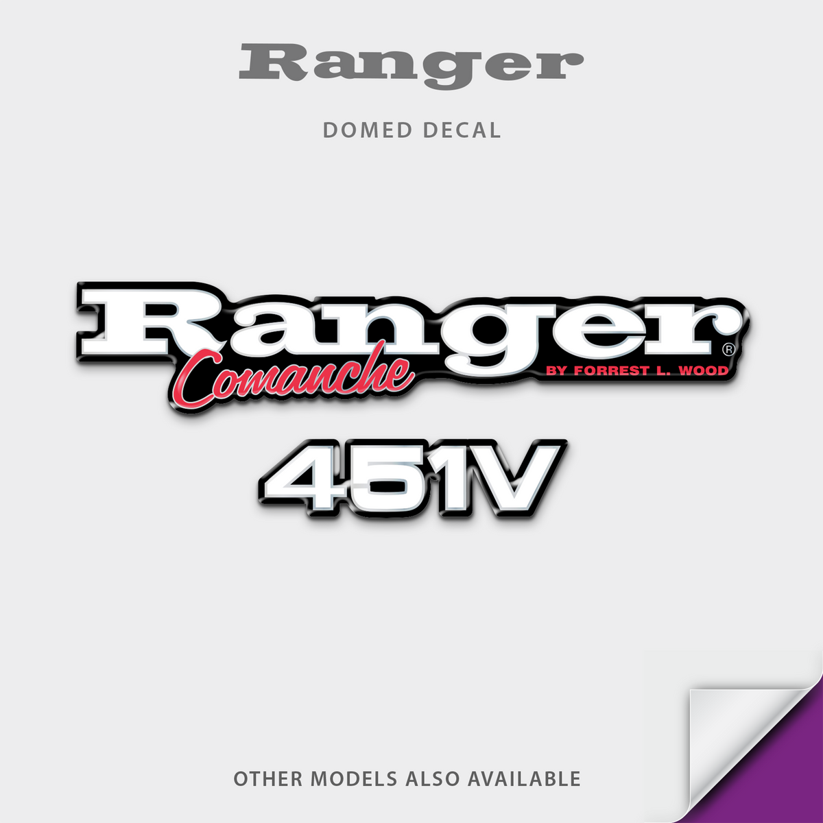 1995-1997 Ranger Comanche Boat Model Domed Decal, any number