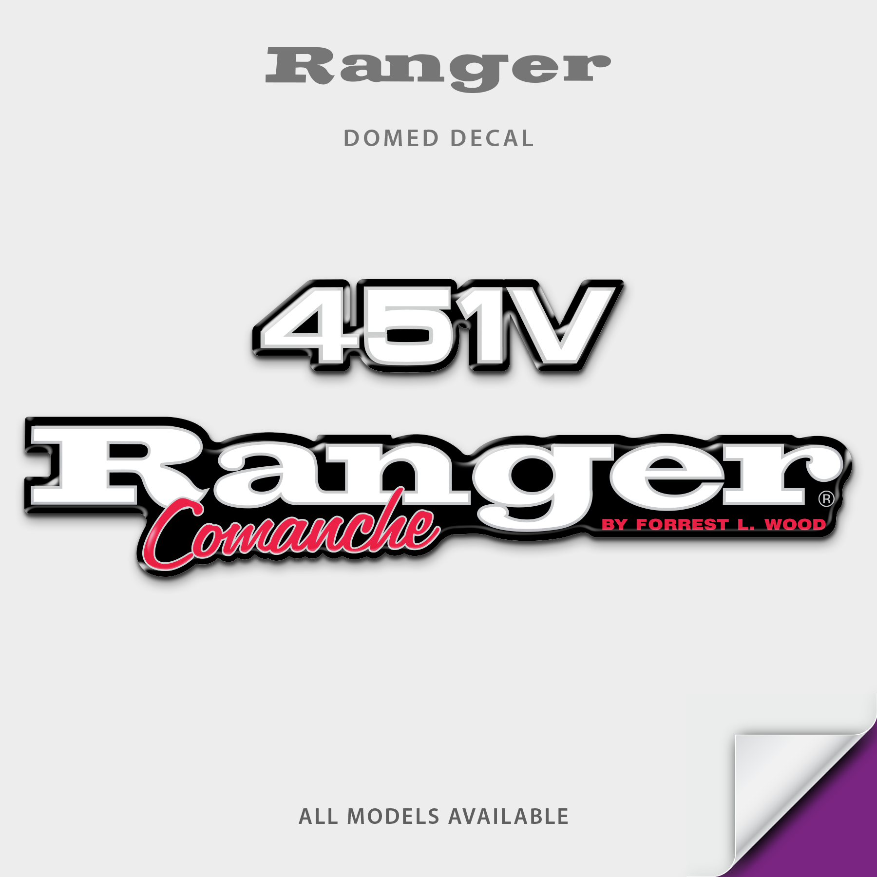 1995-1997 Ranger with Comanche Model Number Domed Boat Decal