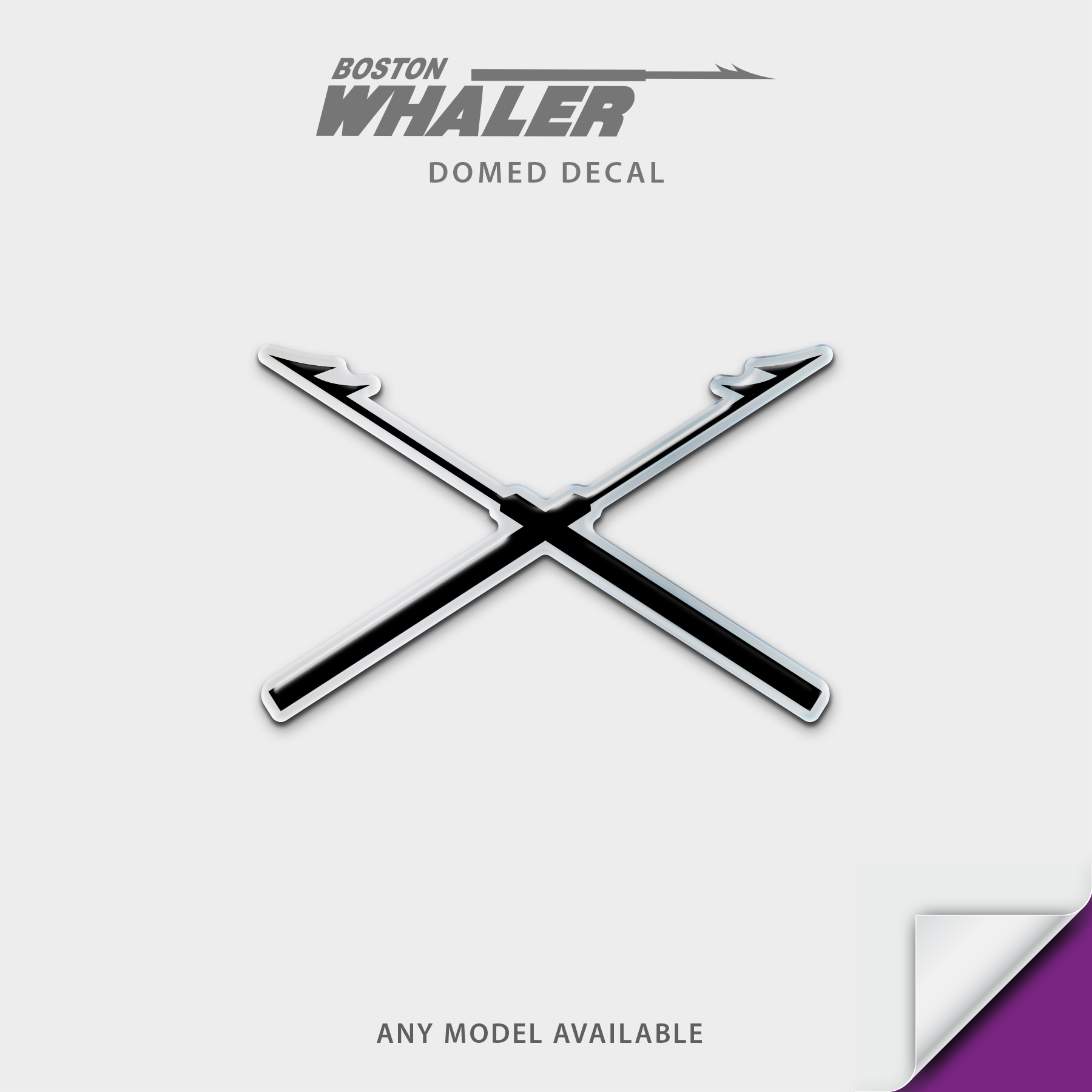 Boston Whaler Crossed Spears Domed Decal