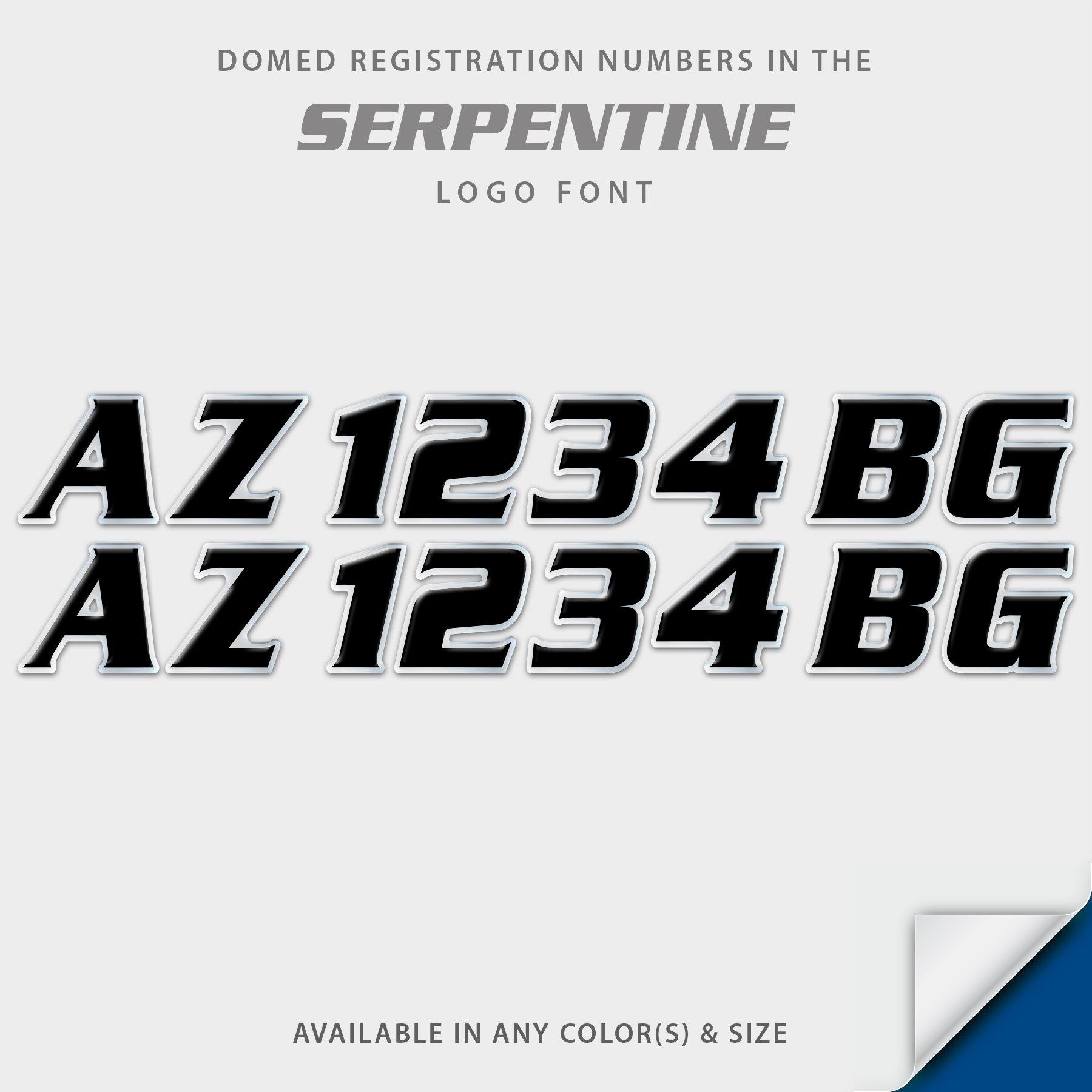 Serpentine Block Font Boat Registration by Domed Numbers