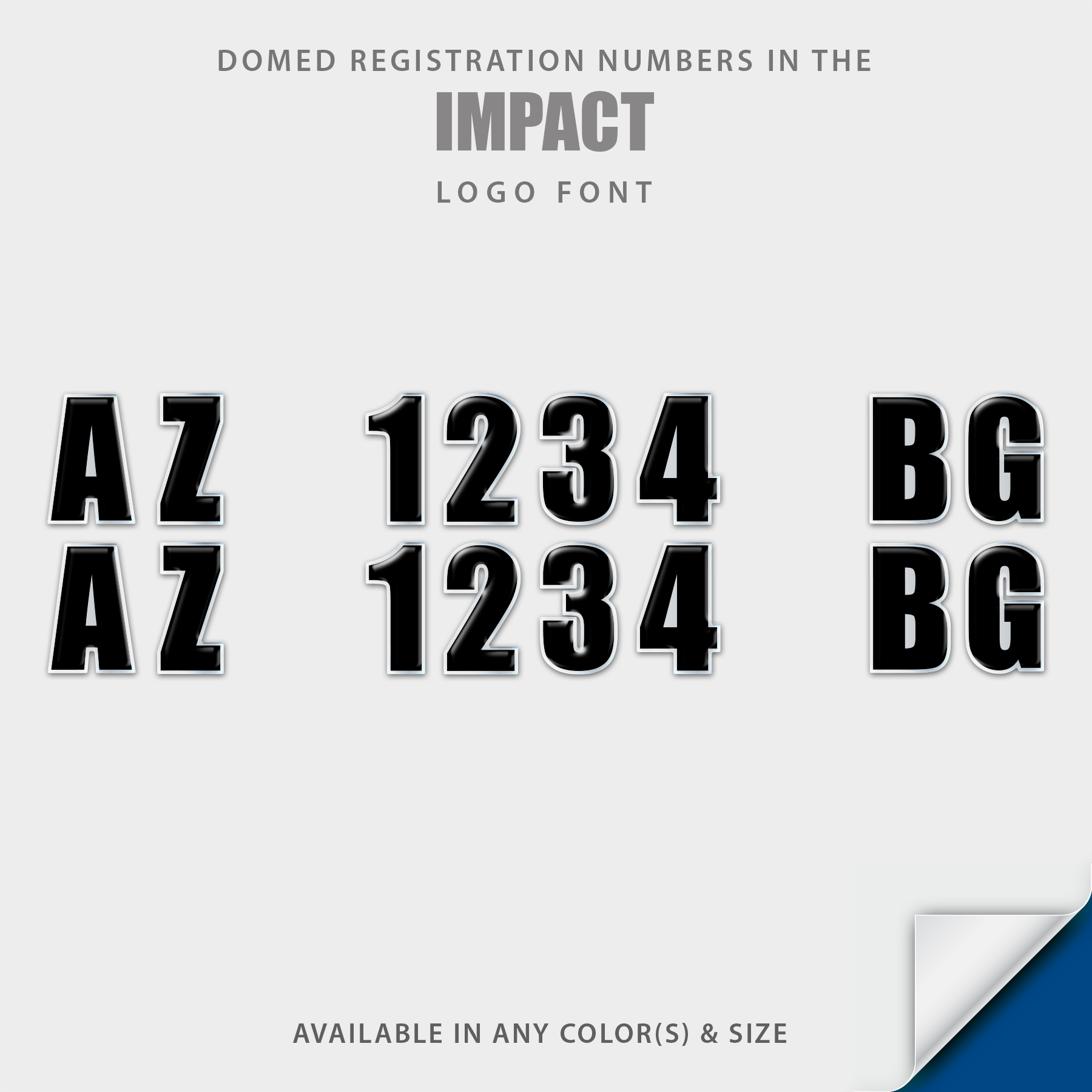 Impact Block Font Boat Registration by Domed Numbers
