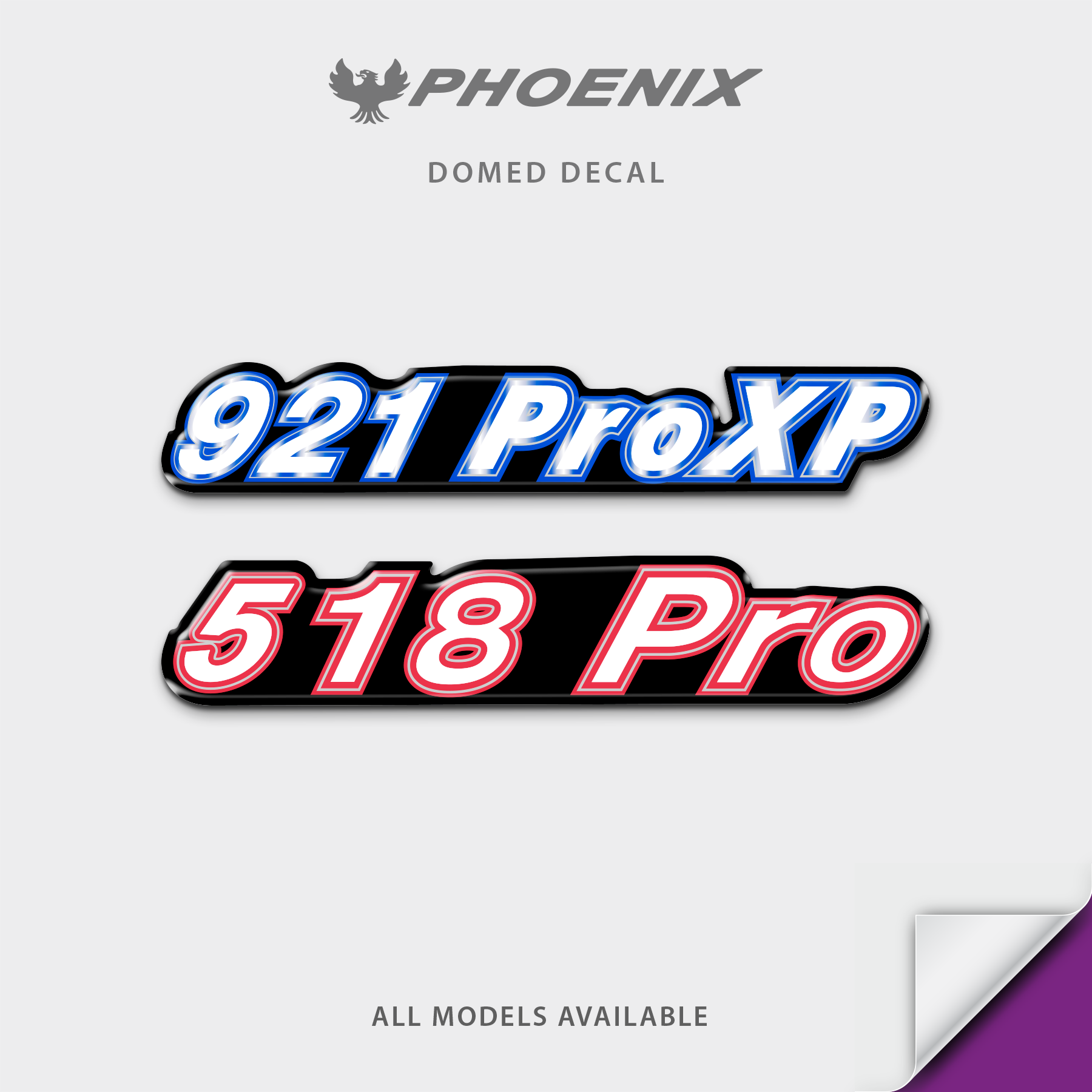 Phoenix Boats Model Number Domed Boat Decal, Factory Decal Matched Colors