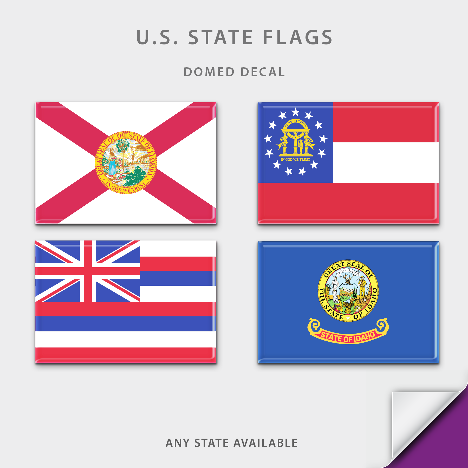 US State Flag Domed Decal