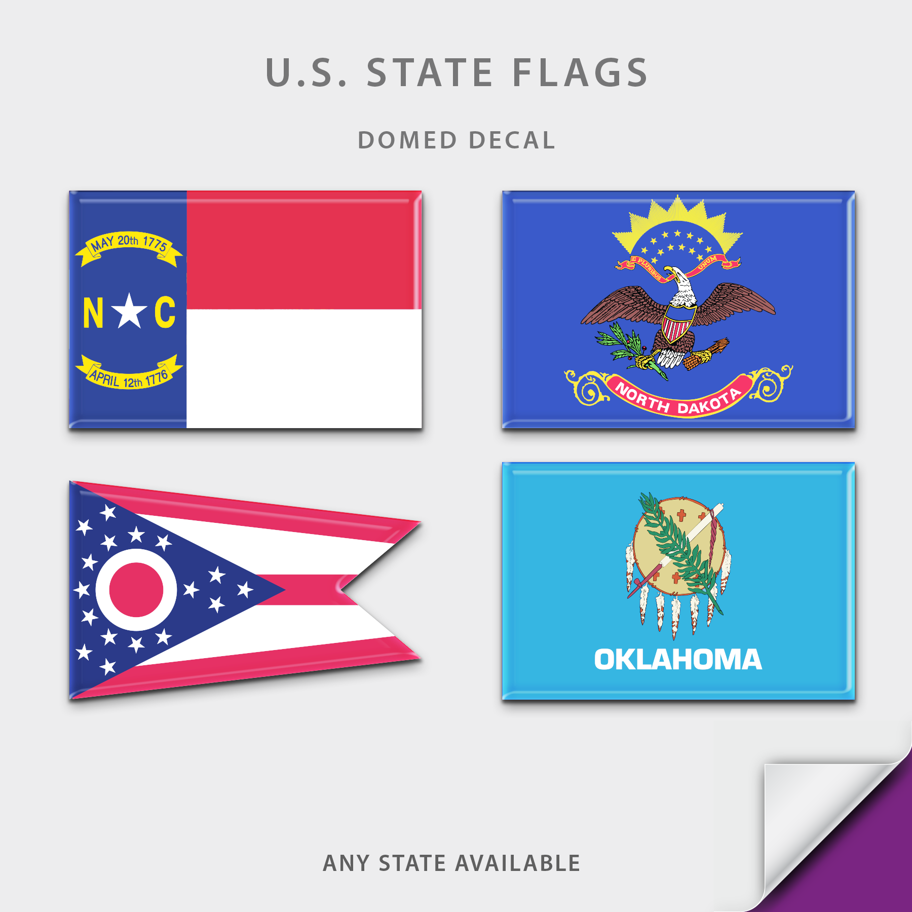 US State Flag Domed Decal