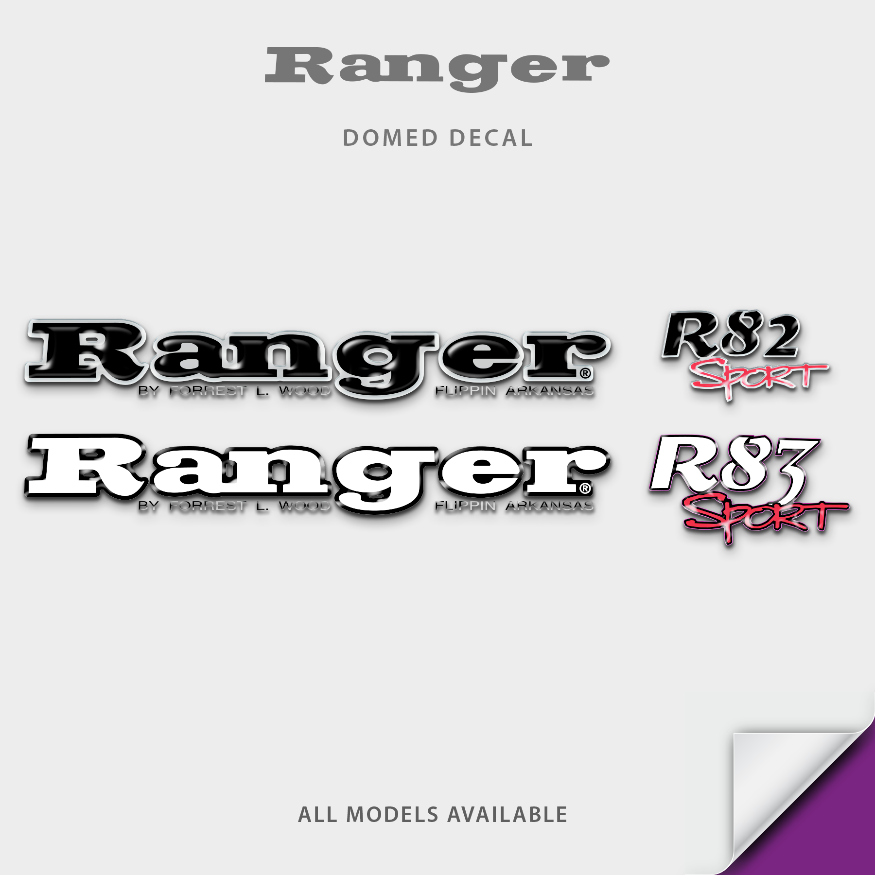 1998-1999 Ranger with Sport Model Number Domed Boat Decal