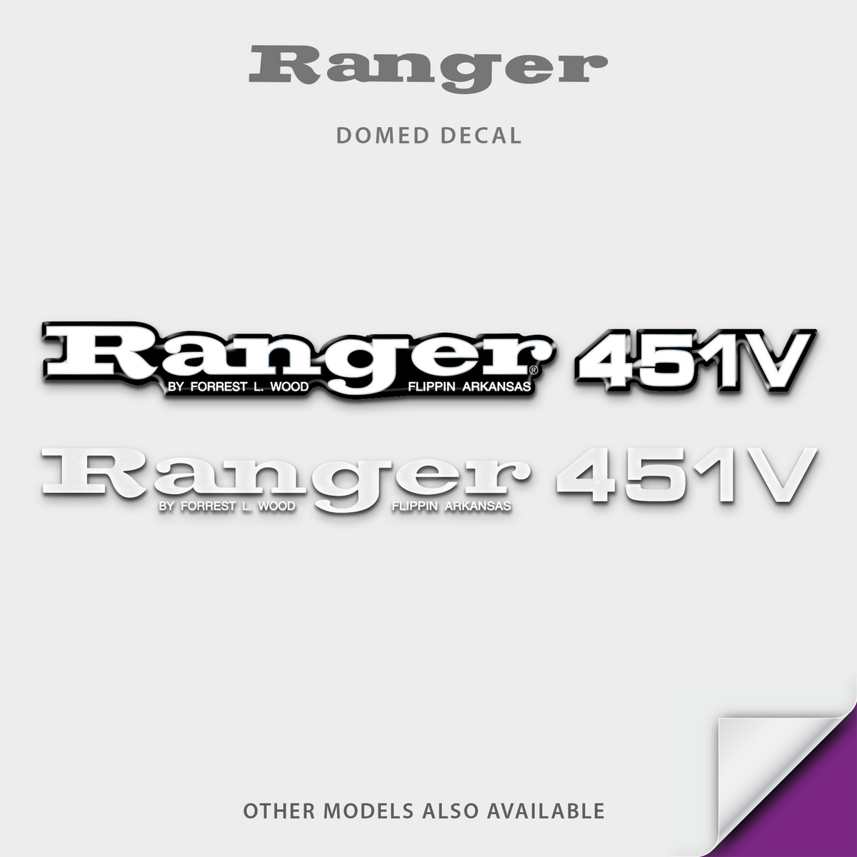 1986-1996 Ranger Boat Model Domed Decal, any number