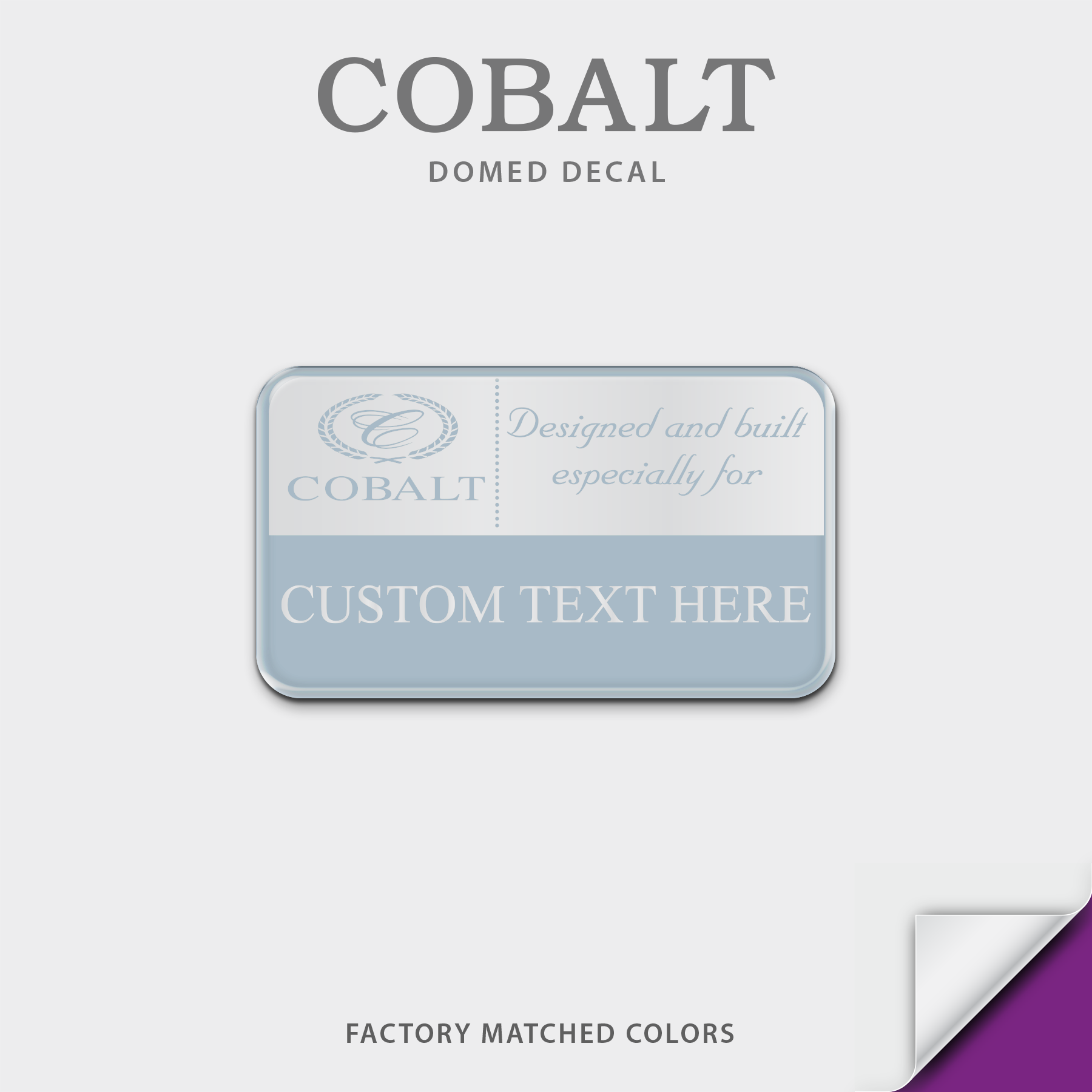 Cobalt "Designed and Built" Domed Boat Decal