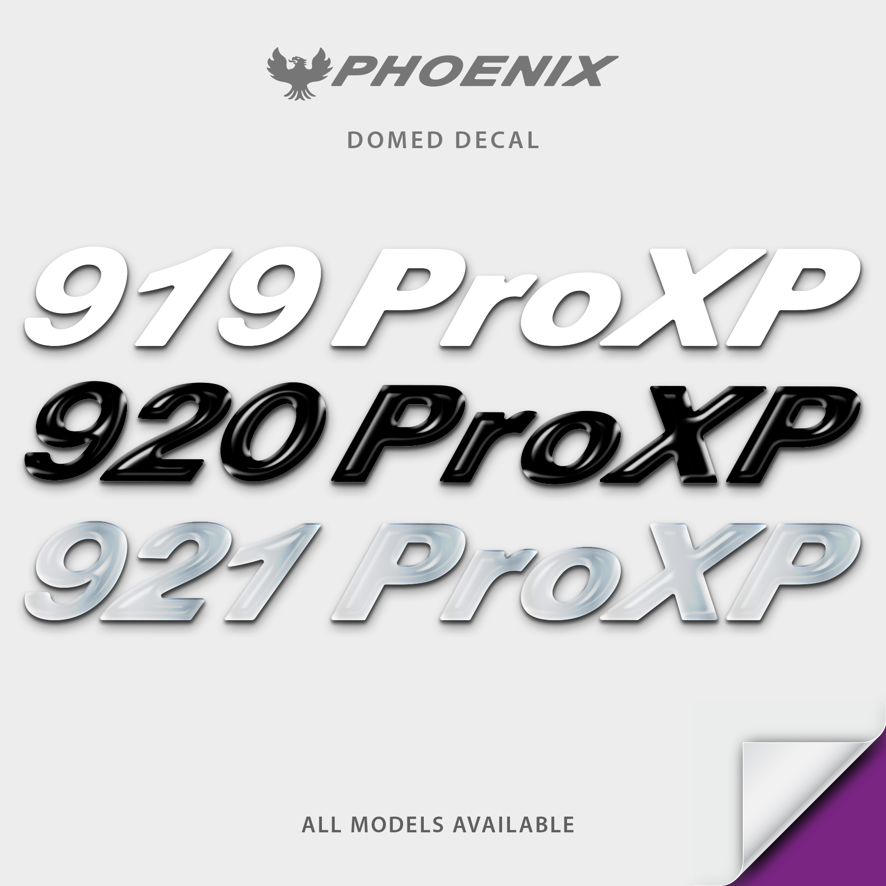 Phoenix Boats Model Number Domed Boat Decal, Any Solid Color