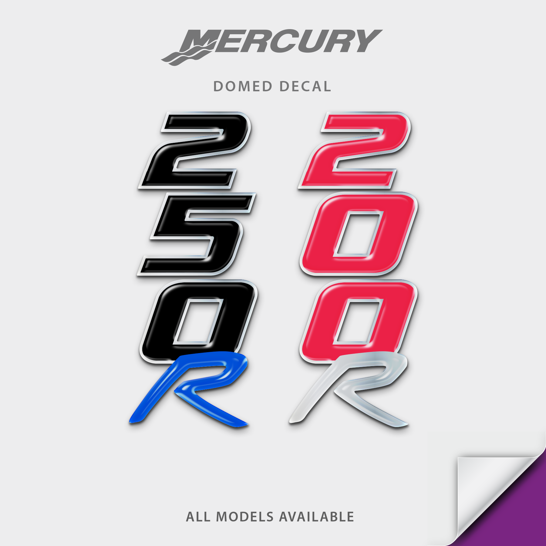 Mercury Racing HP Number R Rear Domed Motor Decal