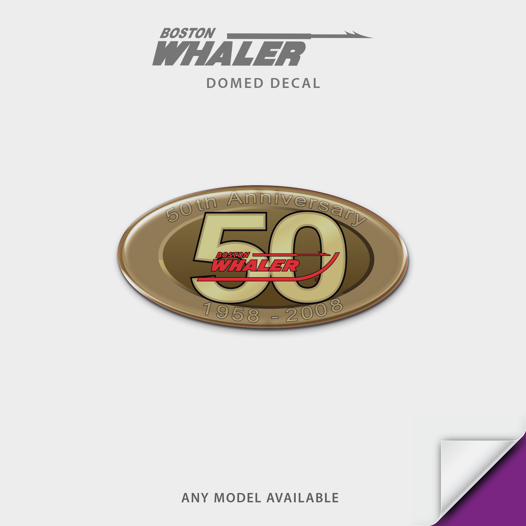 Boston Whaler 50th Anniversary Oval Domed Boat Decal