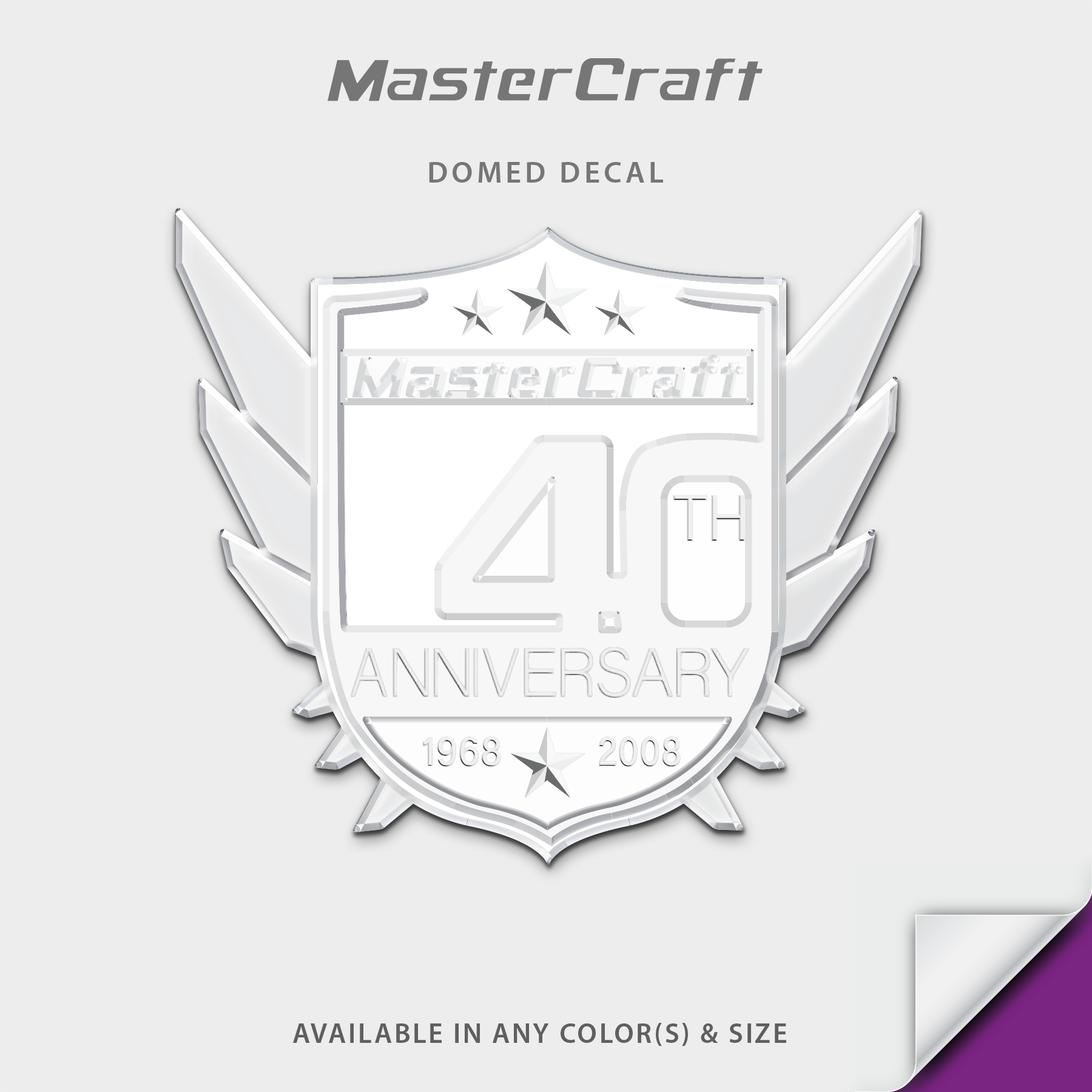 2008 Mastercraft 40th Anniversary Shield Domed Boat Decal