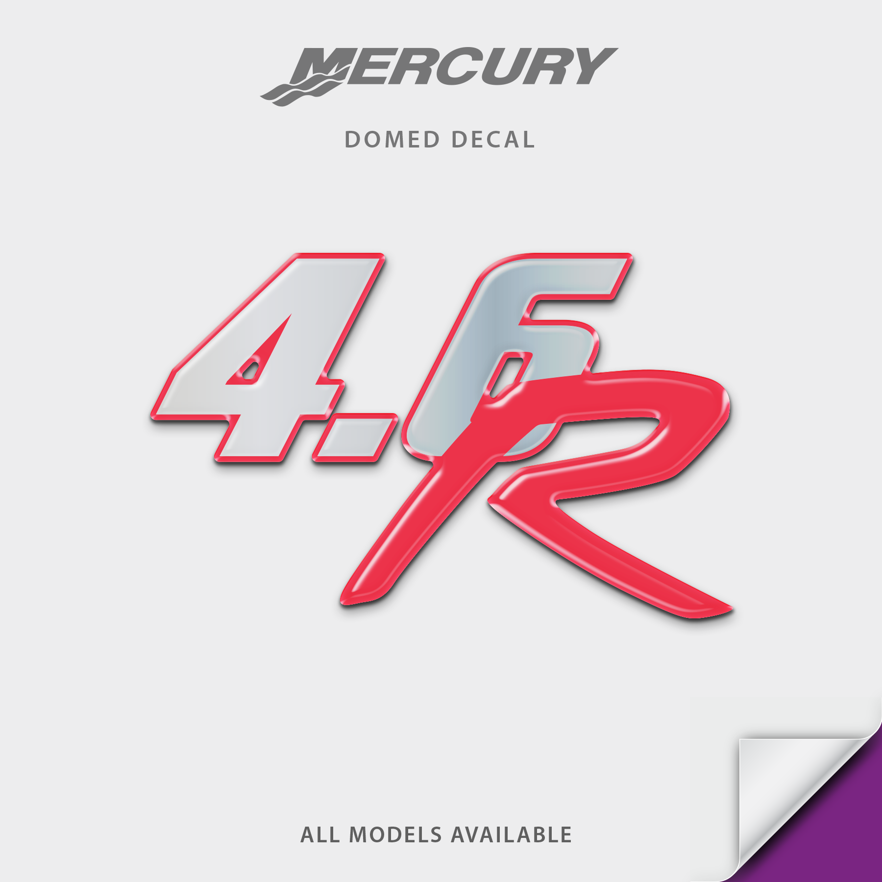 Mercury Racing 3.4R or 4.6R Domed Motor Decal
