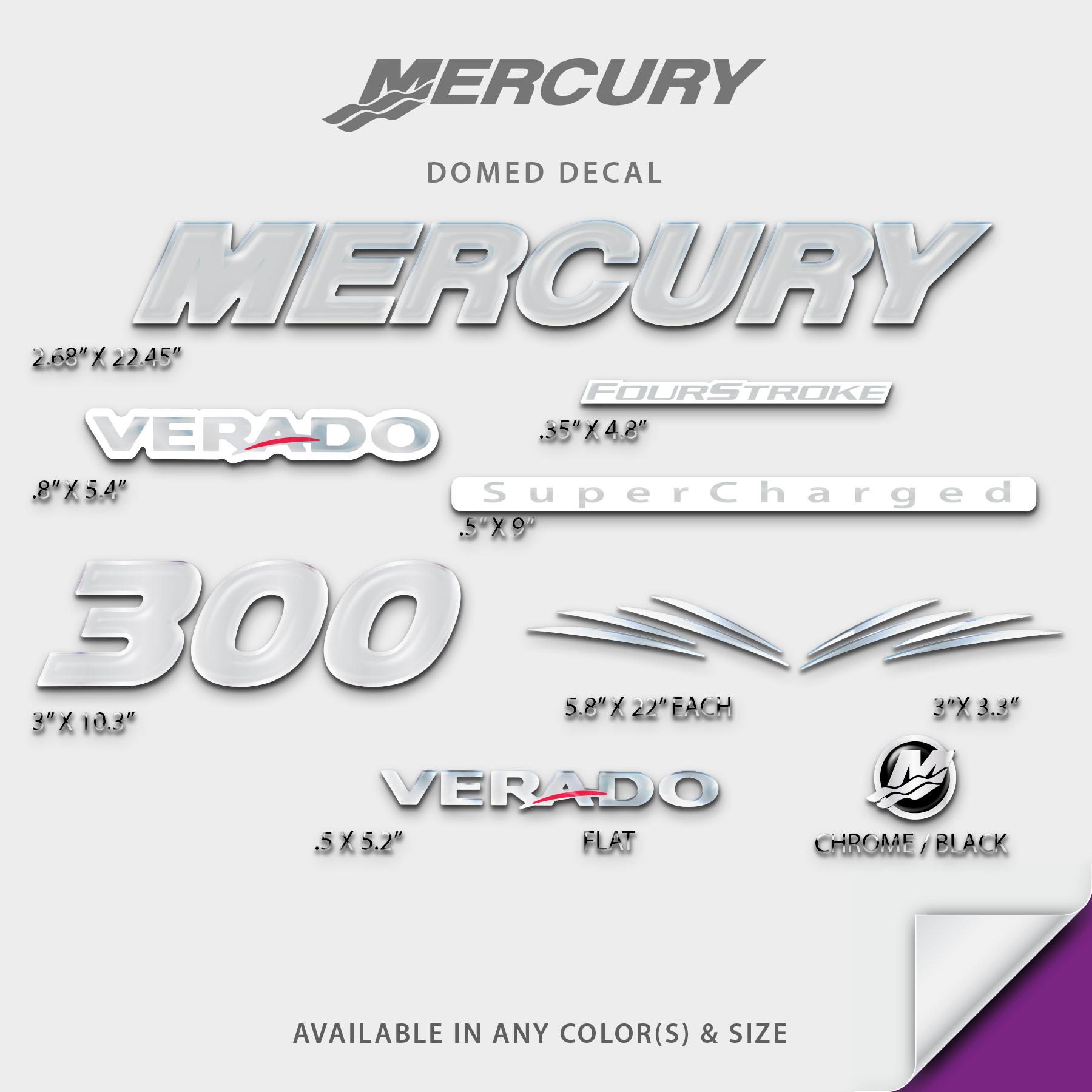 Mercury Verado Domed Decal Kit