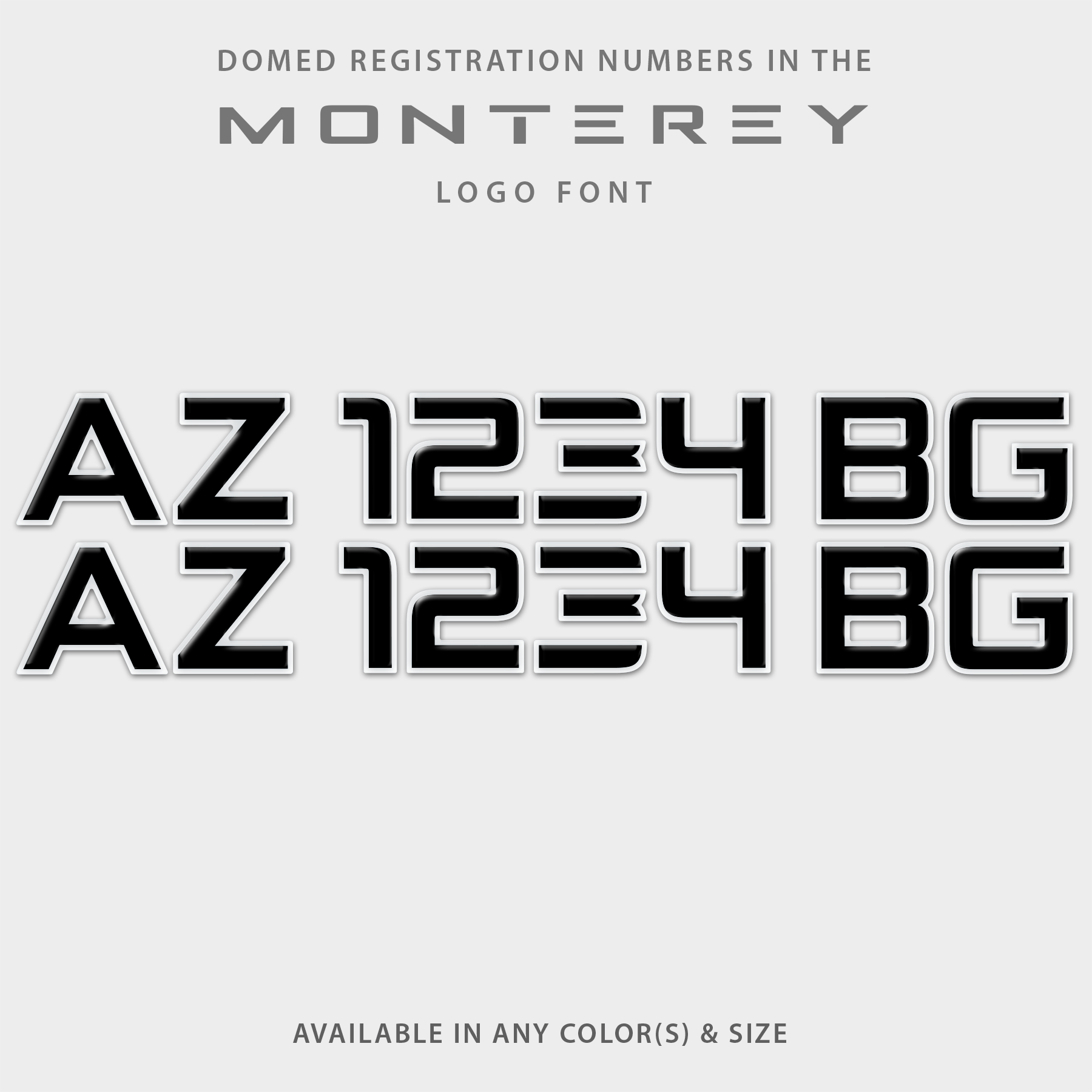 Monterey Domed Registration – Domed Numbers
