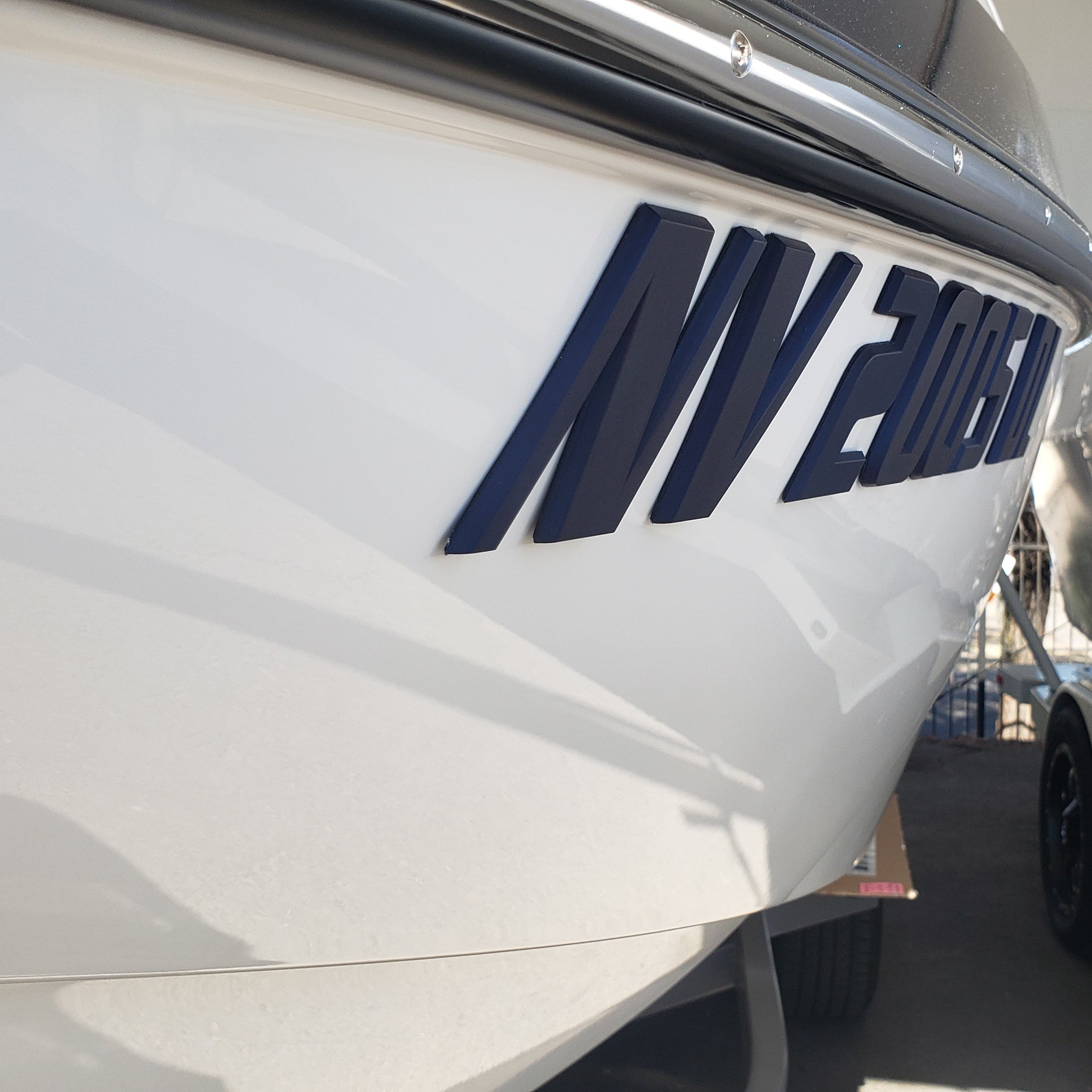 Malibu Boats 3D Raised registration in Zephyr Blue by Domed Numbers