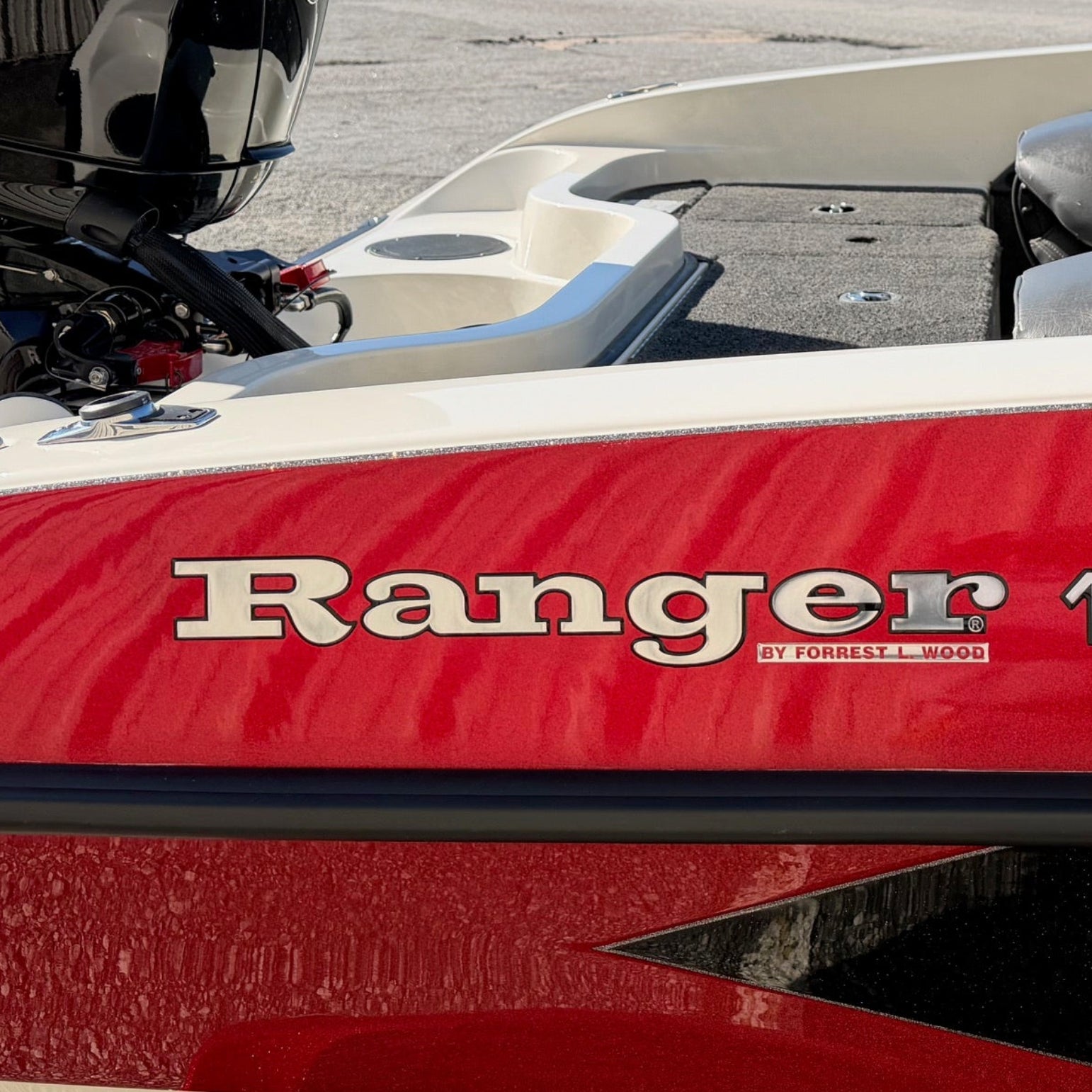 Ranger Boats Custom Domed Boat Decal in Chrome with a black outline