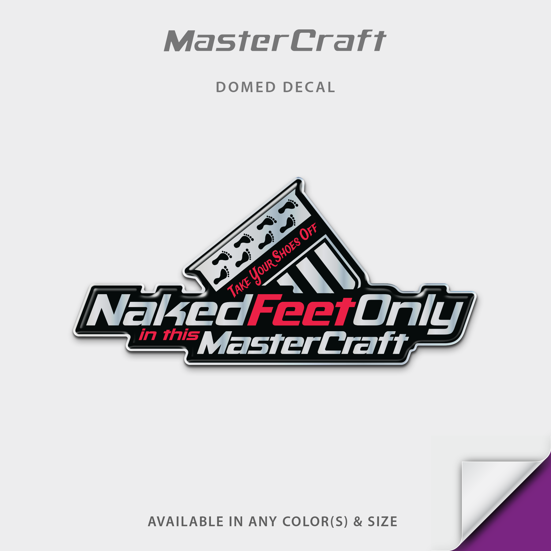 MasterCraft "Naked Feet Only" Domed Decal