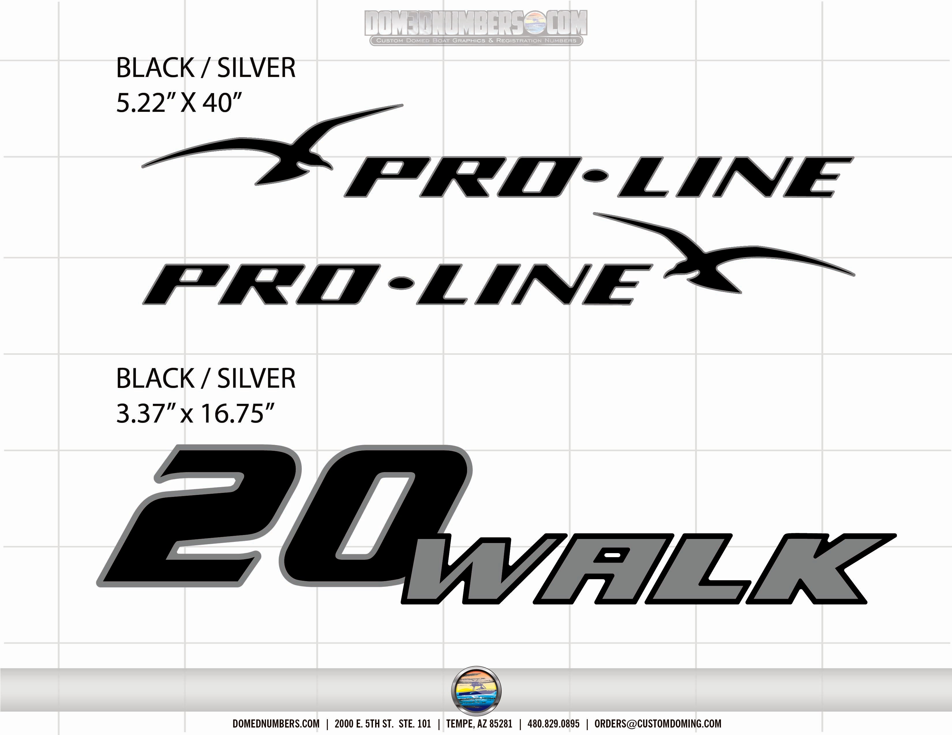 Pro Line 20 Walk Boat Decals by Domed Numbers