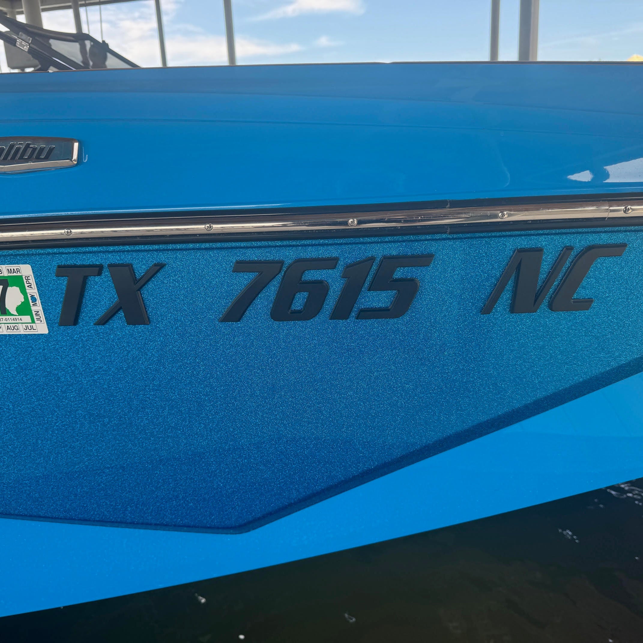 Malibu Boats 3D Emblem Registration in Black by Domed Numbers