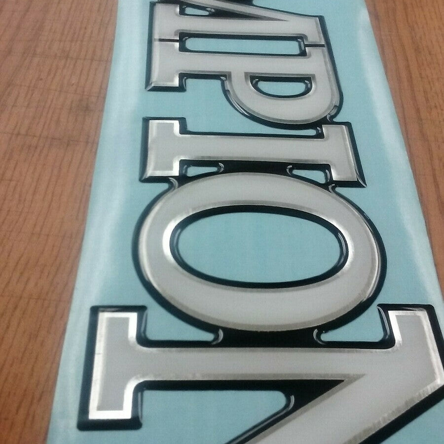 Champion Boat Decal close up by Domed Numbers