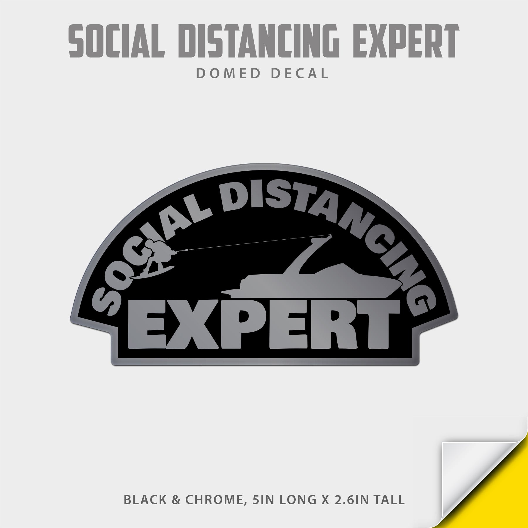 Social Distancing Wakeboarding Domed Decal