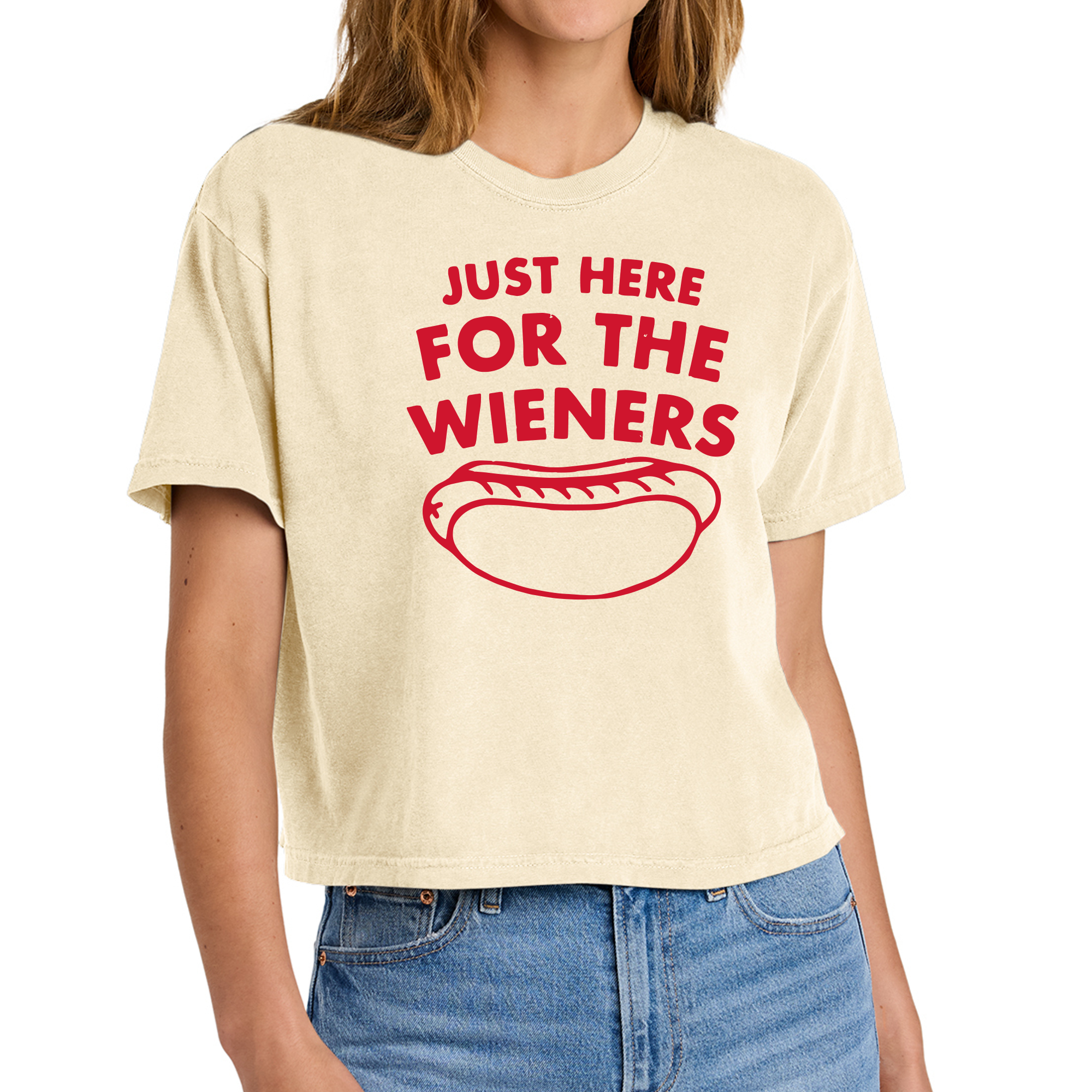 Here for Wieners, Women’s Heavyweight Boxy Tee