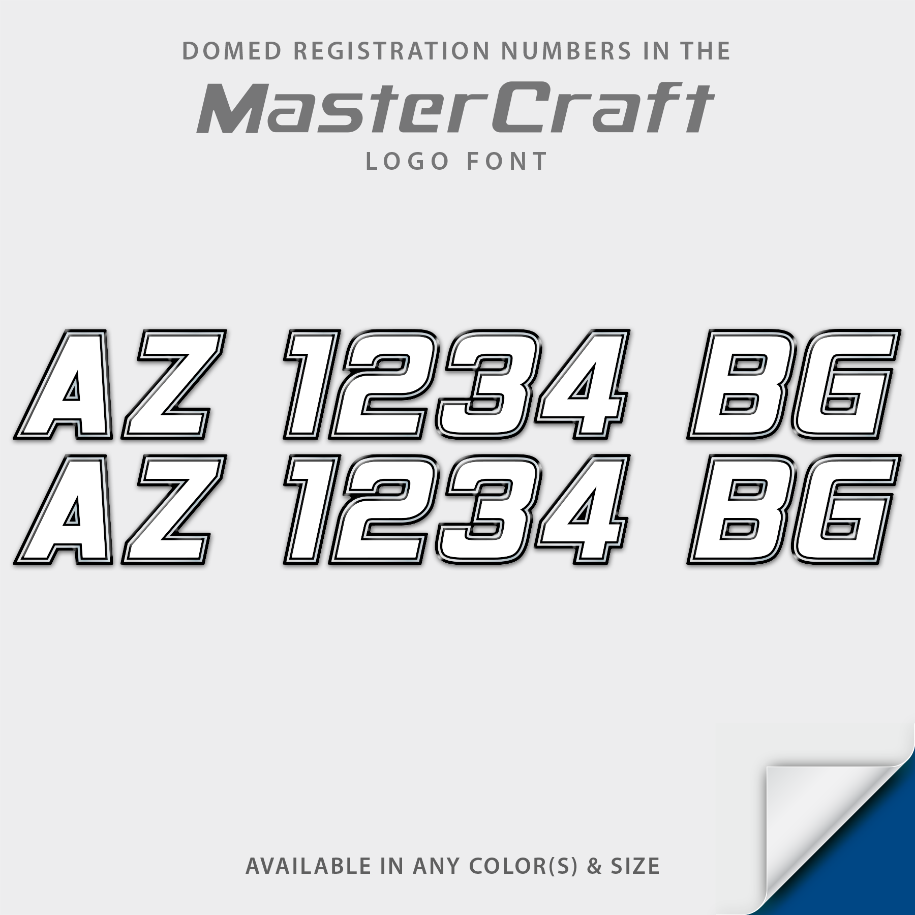 2001-2007 MasterCraft Triple Outline Domed Registration – Domed Numbers