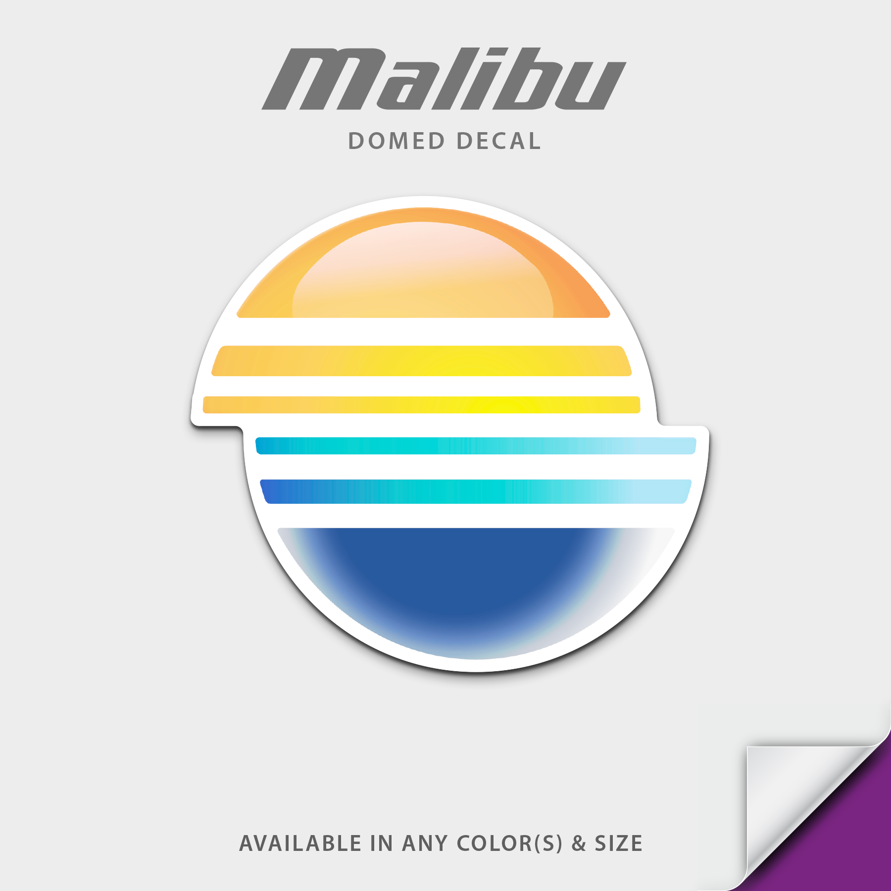 Malibu Sun Icon Domed Accessory Decal, Full Color