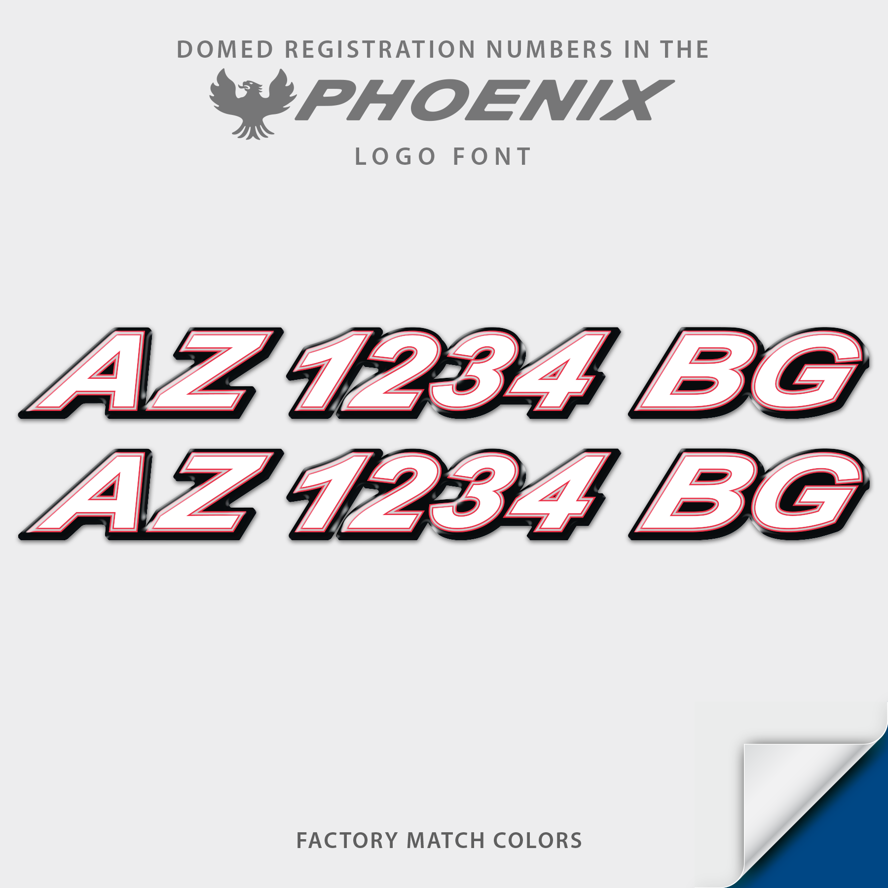 Phoenix Boats Domed Registration, Factory Matched Colors – Domed Numbers