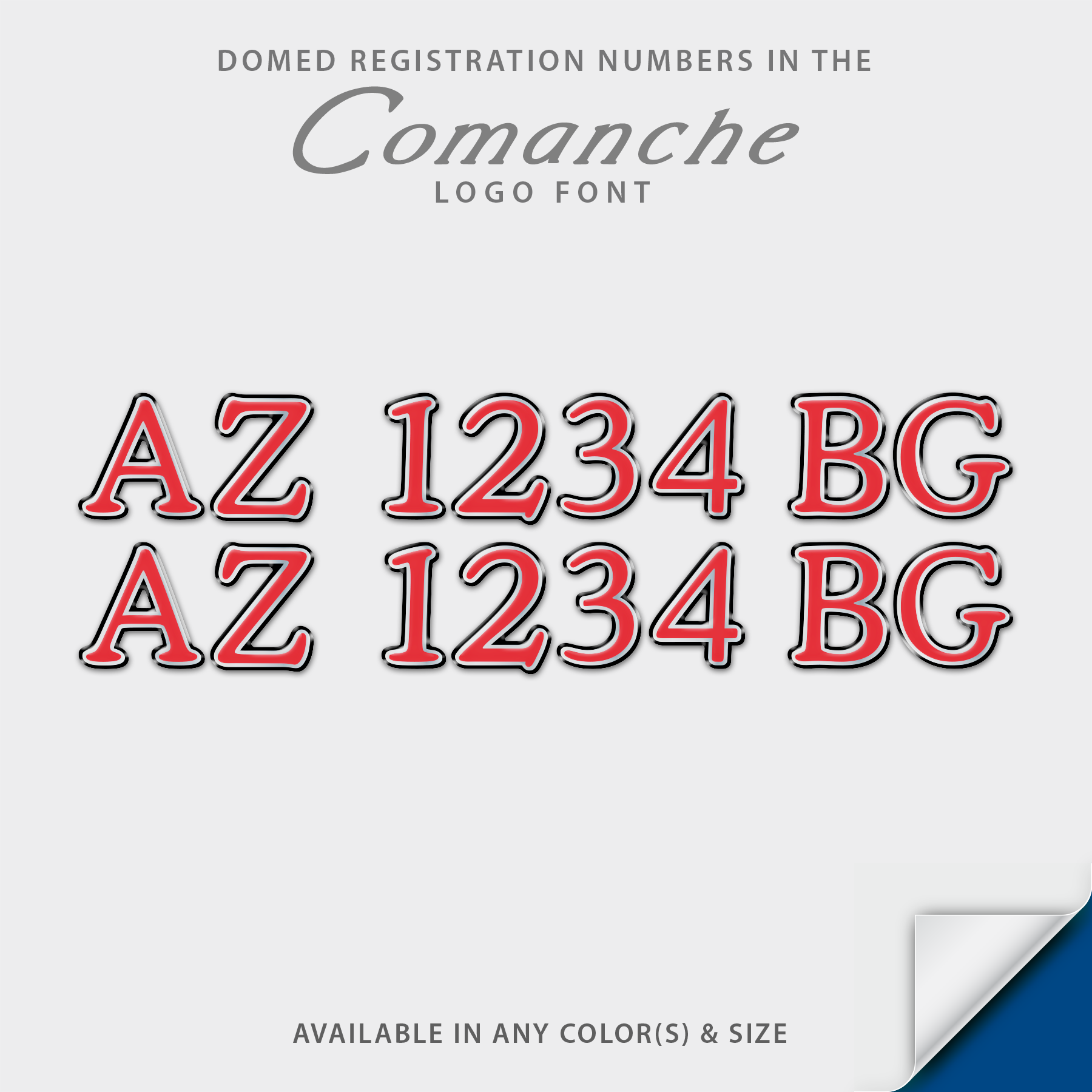 Ranger Comanche Domed Registration – Domed Numbers