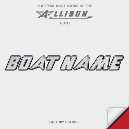 Allison Domed Boat Name, Factory Decal Matched Colors