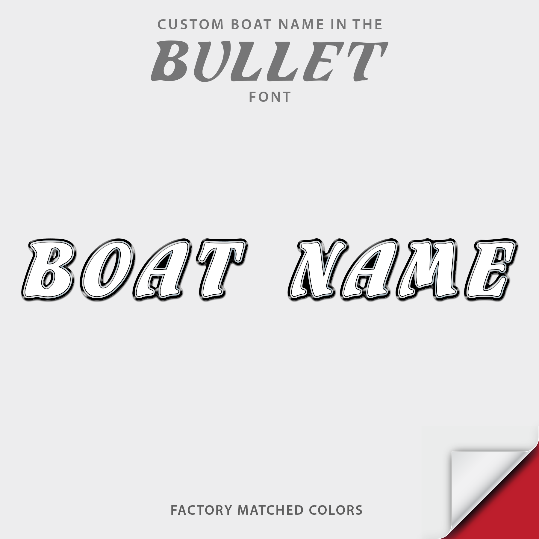 Bullet Boats Domed Boat Name, Factory Decal Matched Outlines