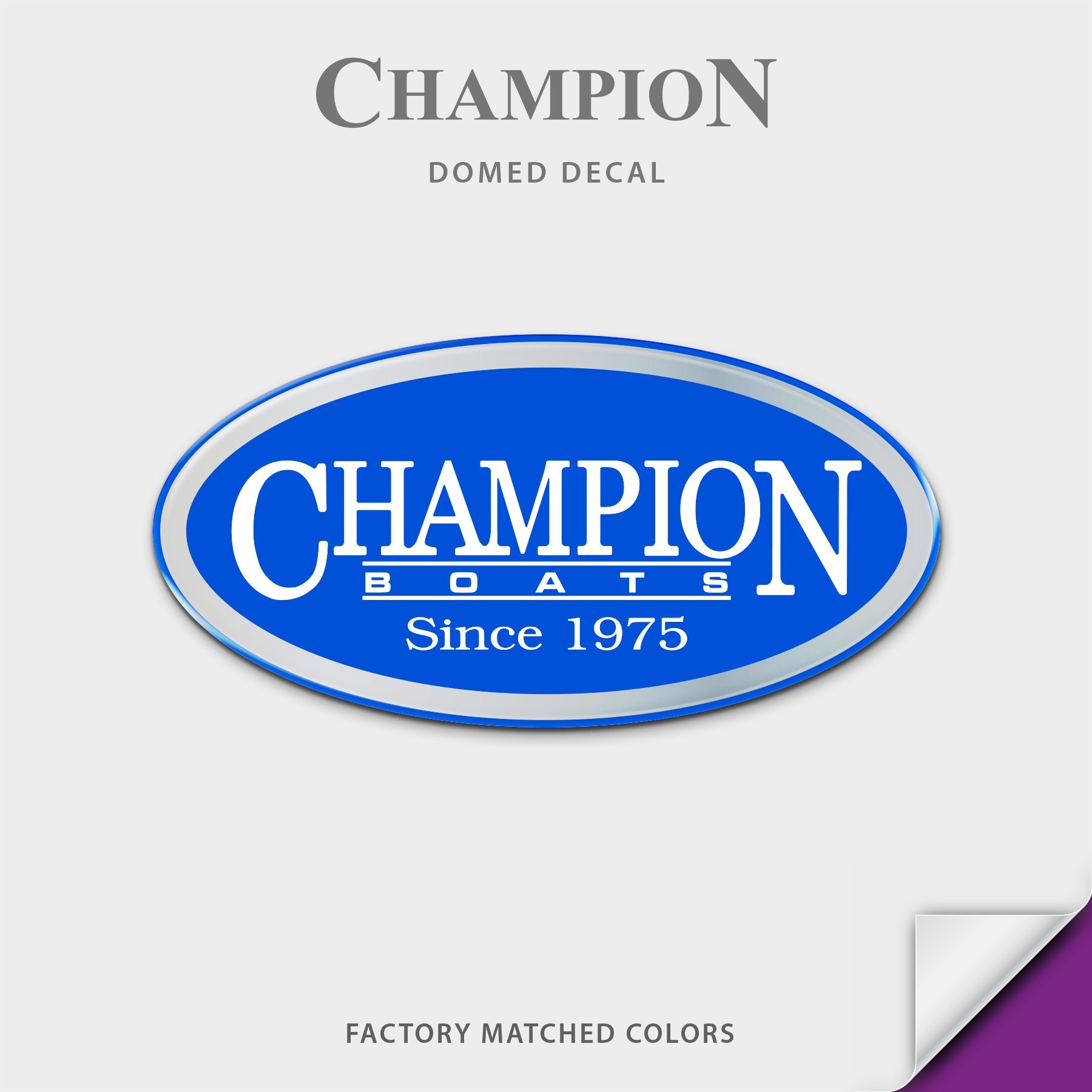 Champion Oval Domed Boat Decal
