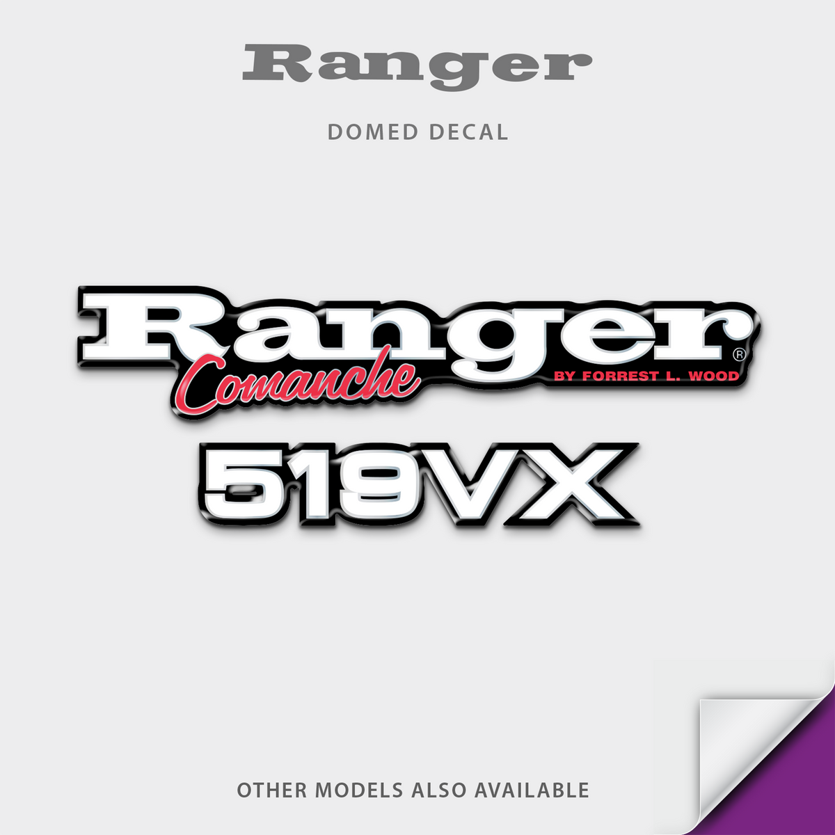 1995-1997 Ranger Comanche Boat Model Domed Decal, any number