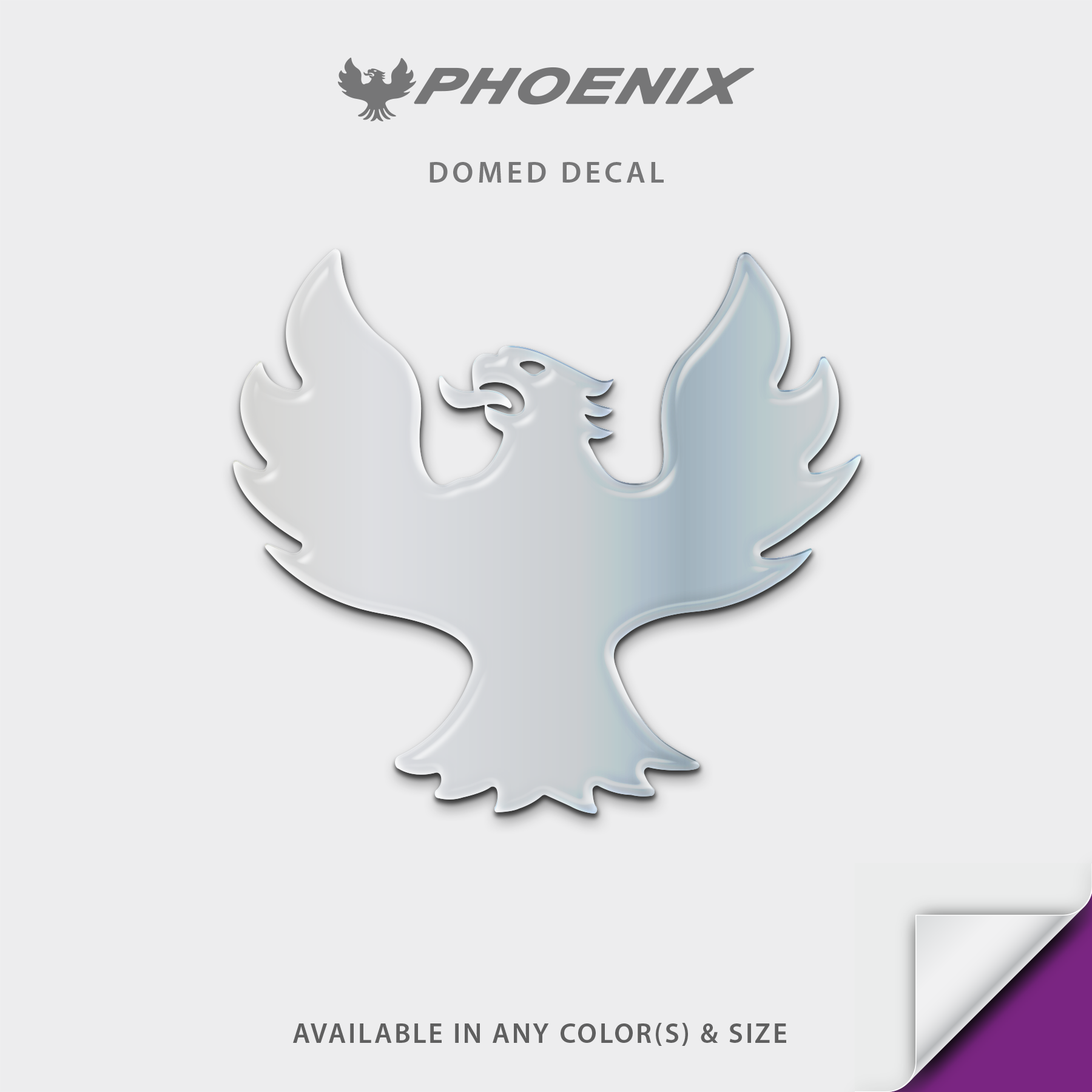 Phoenix Boats Bird Domed Boat Decal, Any Solid Color