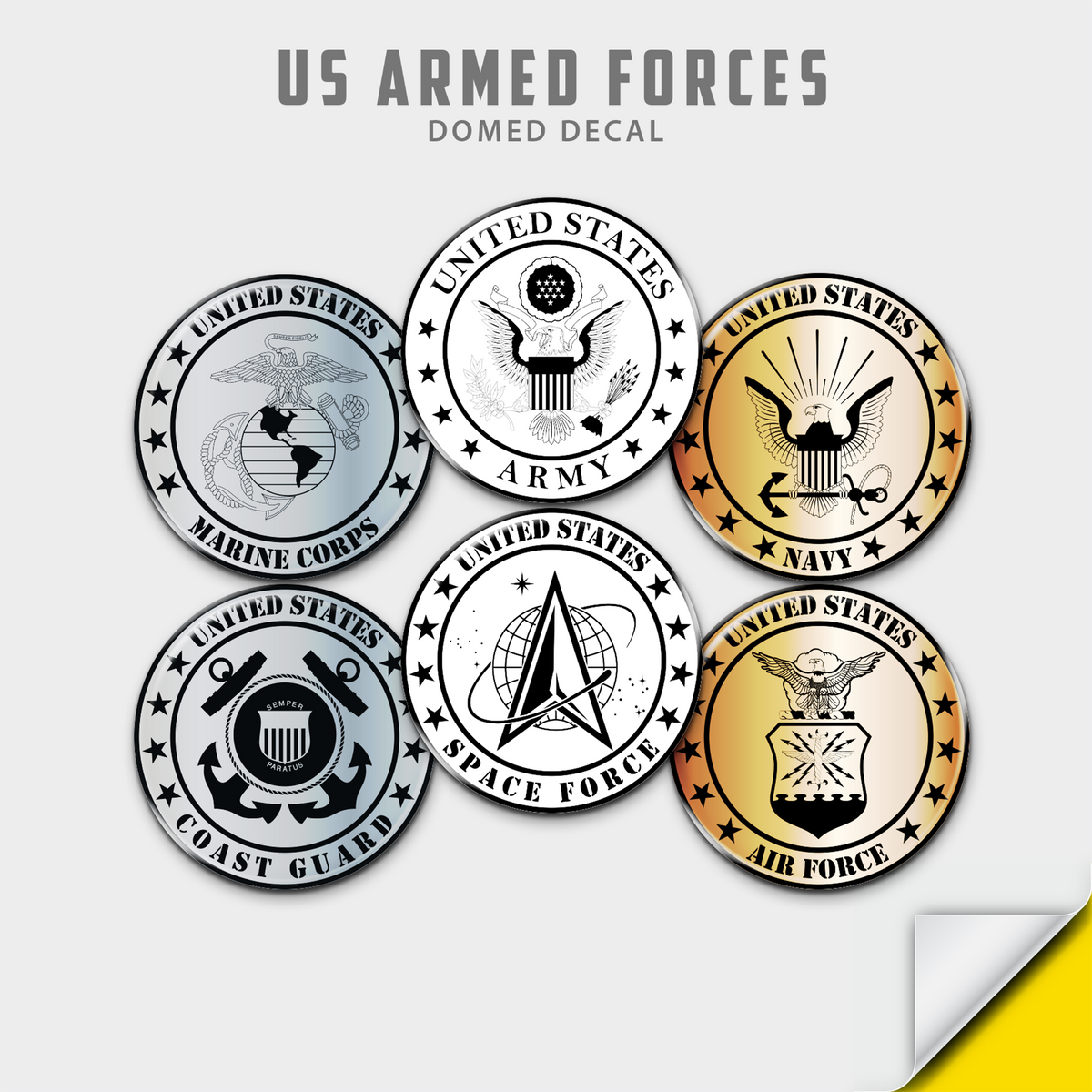 US Armed Forces Domed Decal