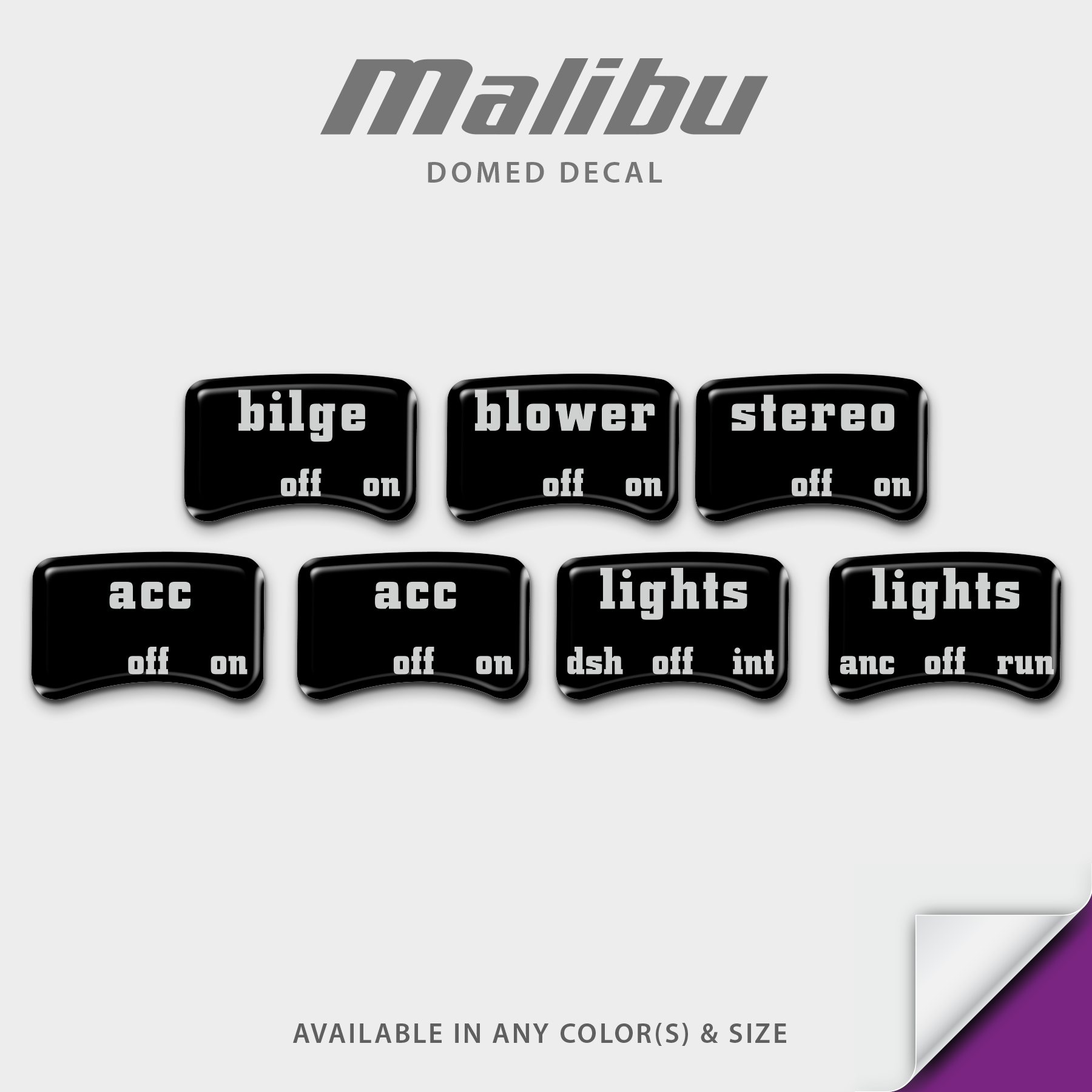 Malibu Boats Domed Accessory Switch Decals