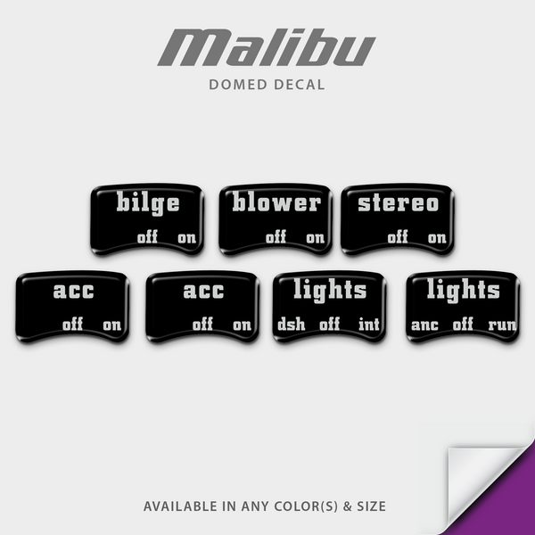 Malibu Boats Domed Accessory Switch Decals