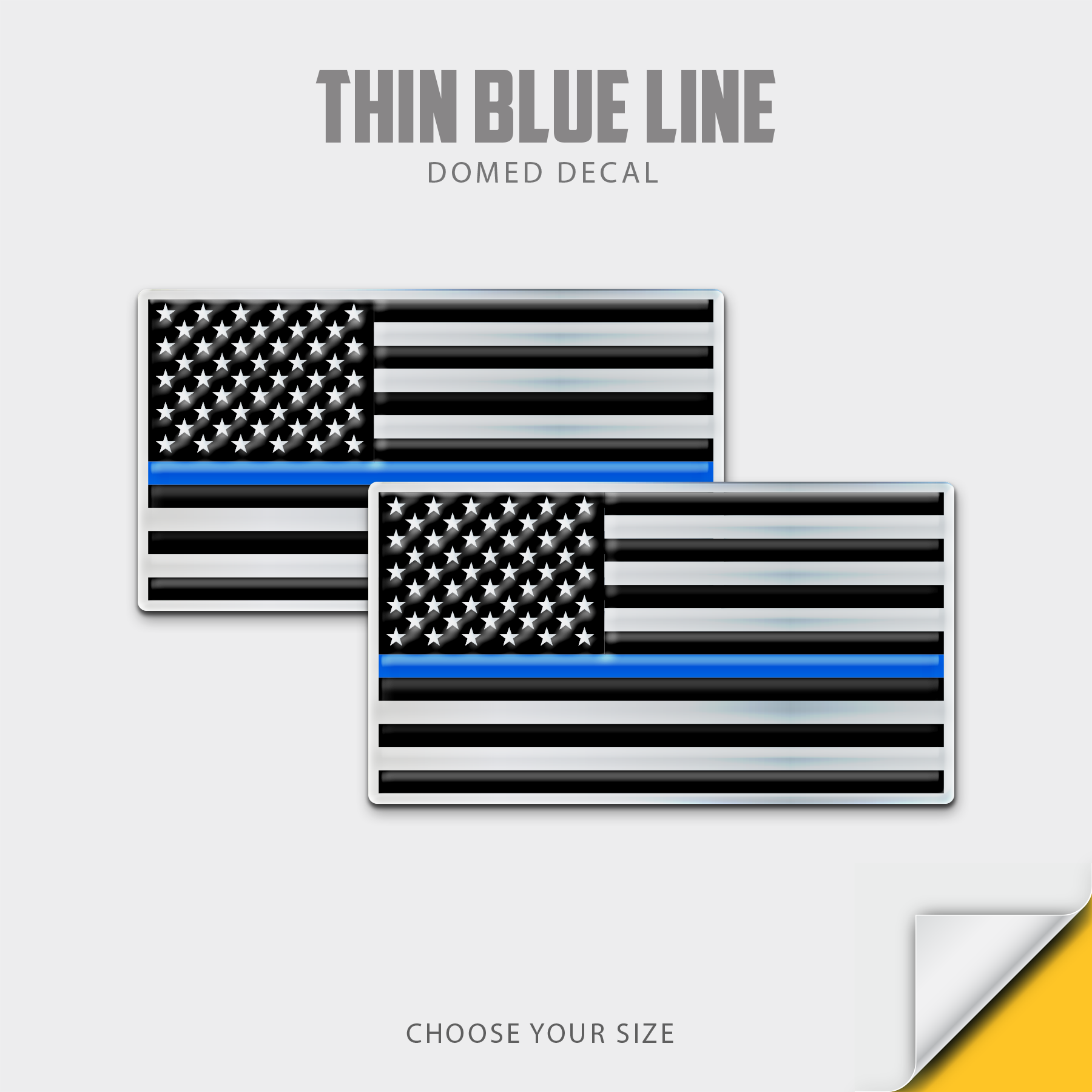 American Flag with thin blue line decal sticker by Domed Numbers