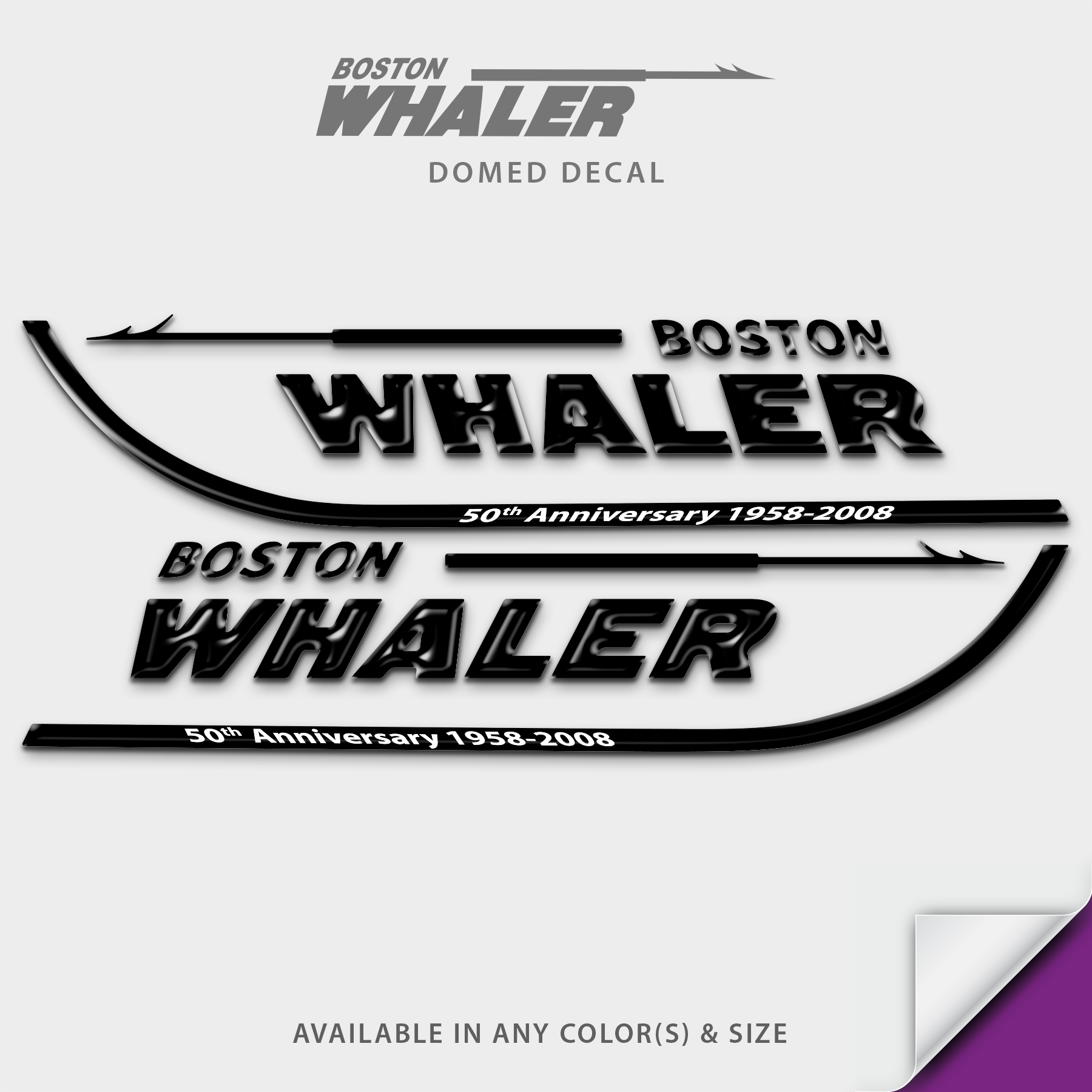 Boston Whaler 50th Anniversary Domed Boat Decal