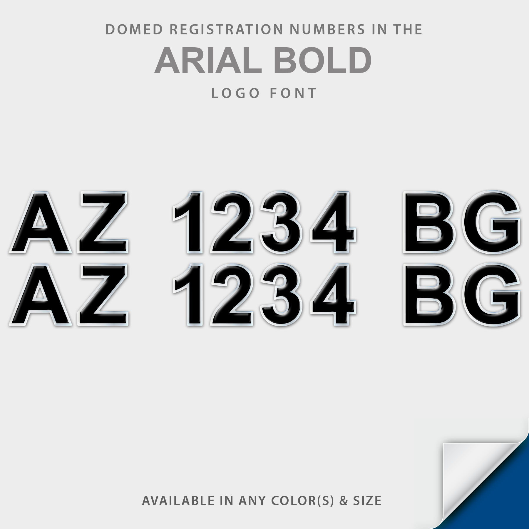 Arial Bold Block Font Boat Registration by Domed Numbers