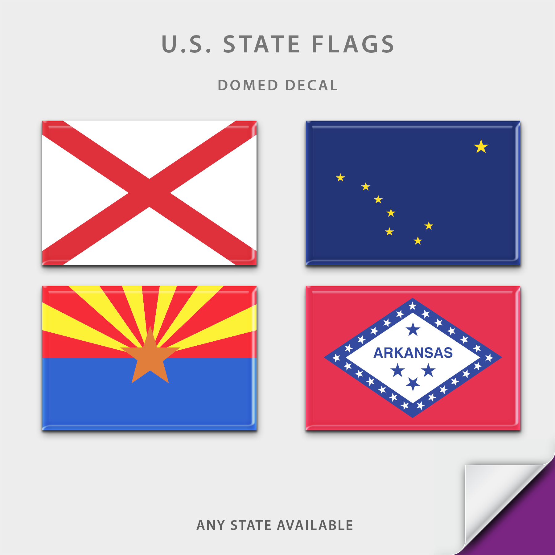 US State Flag Domed Decal – Domed Numbers