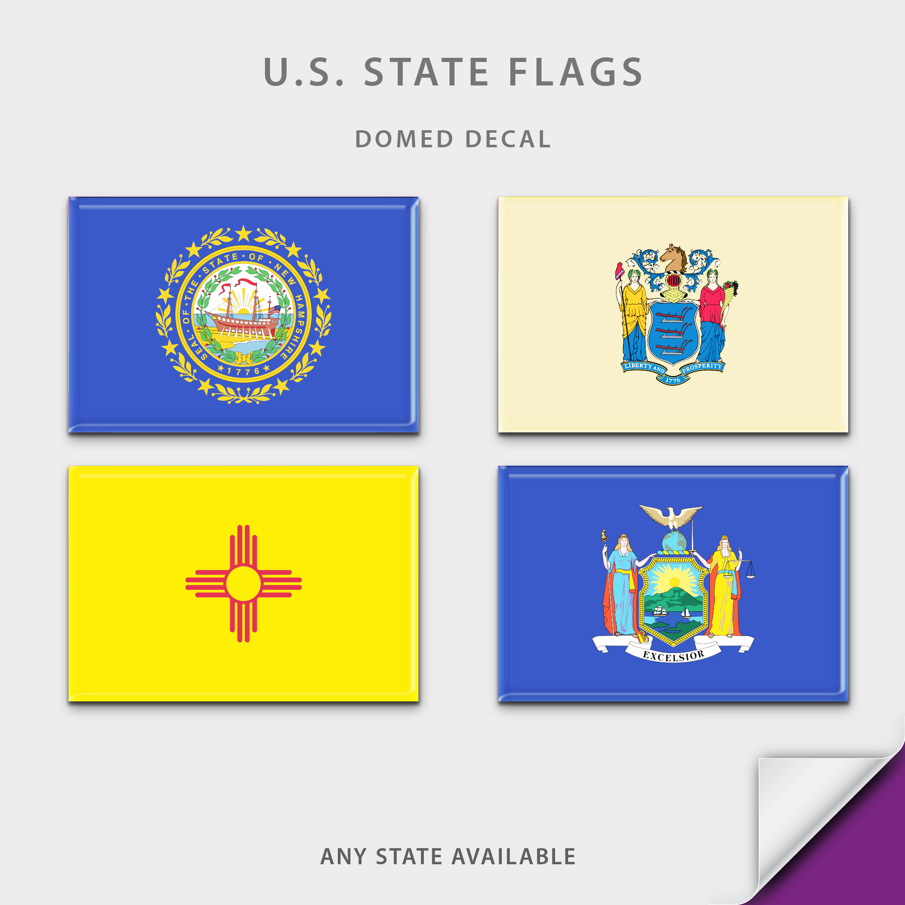 US State Flag Domed Decal