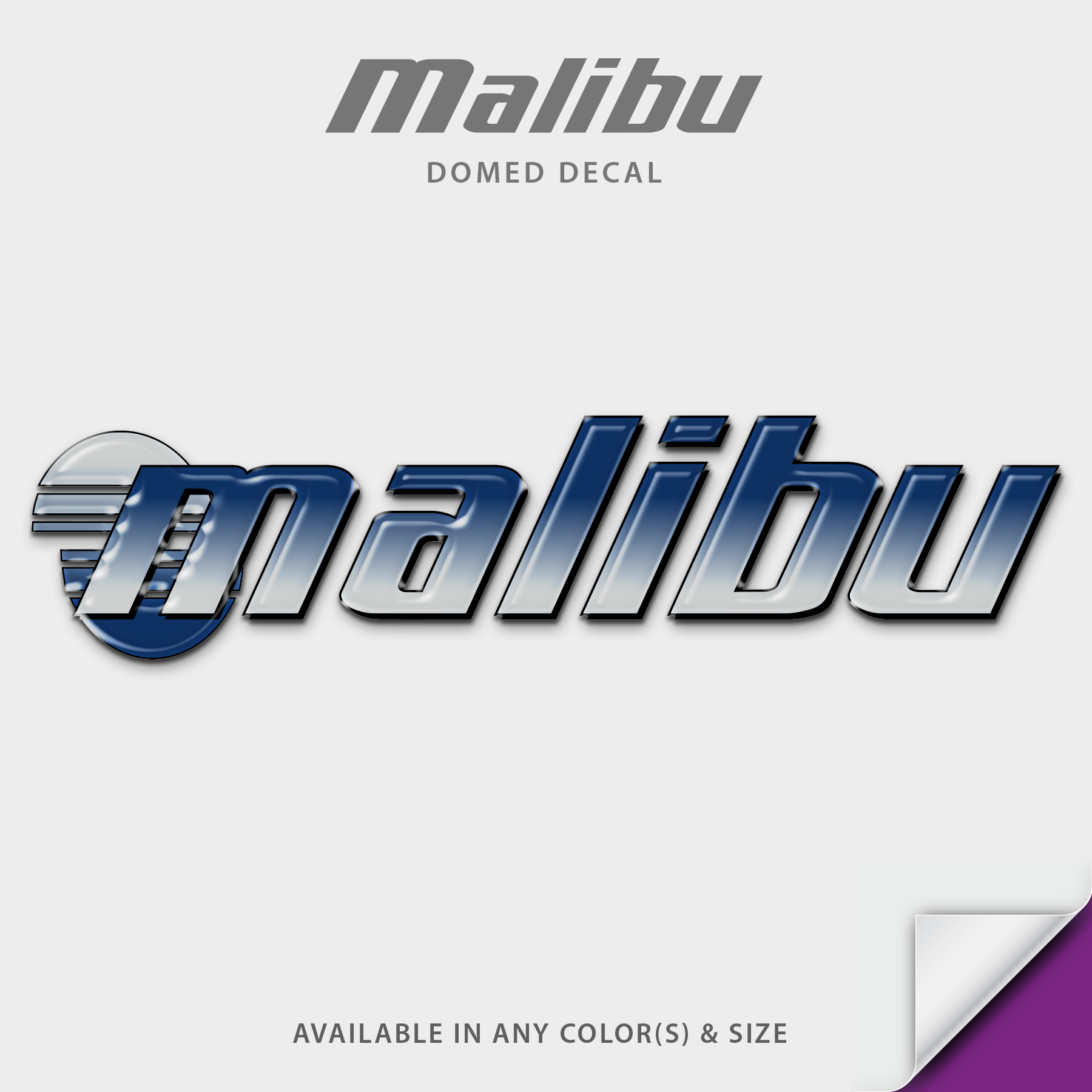 1996-2001 Malibu with Sun Domed Boat Decal, Choose Your Own Colors