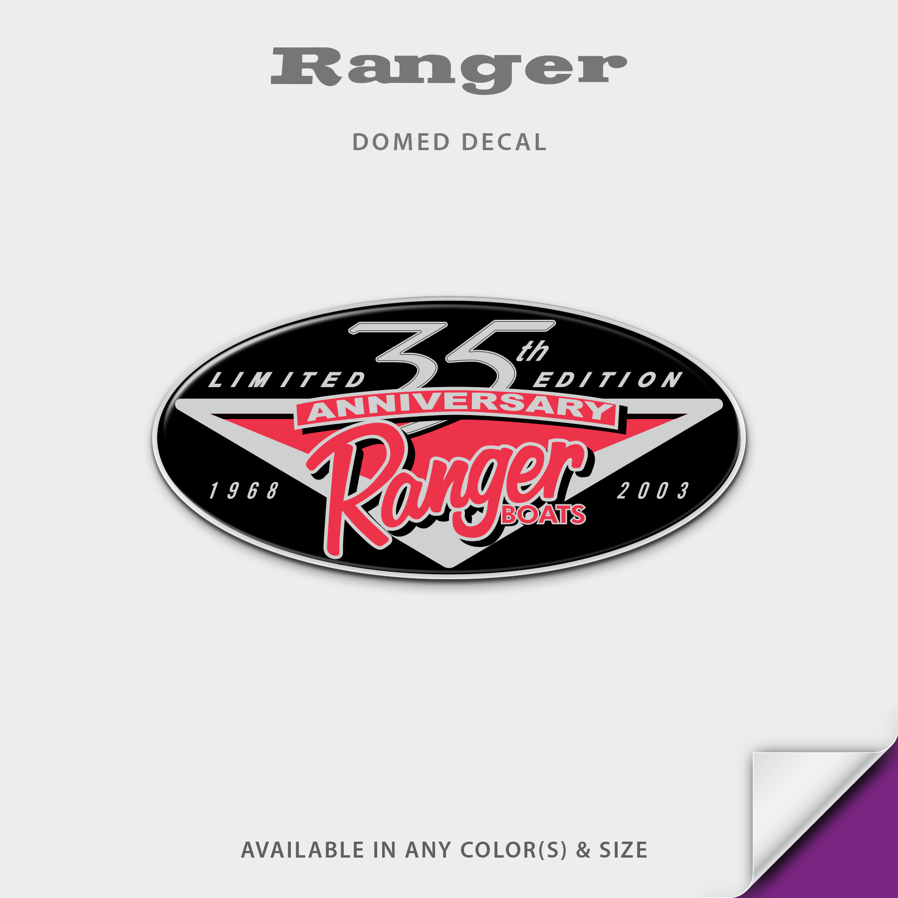 2003 Ranger Boats 35th Anniversary Edition Domed Decal