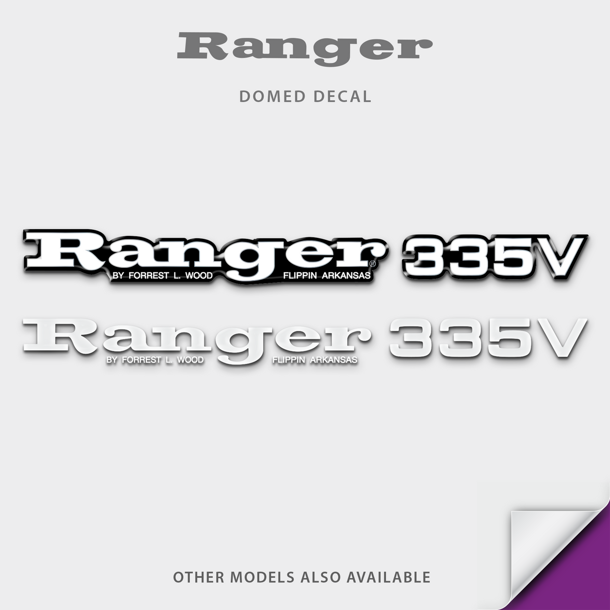 1986-1996 Ranger Boat Model Domed Decal, any number