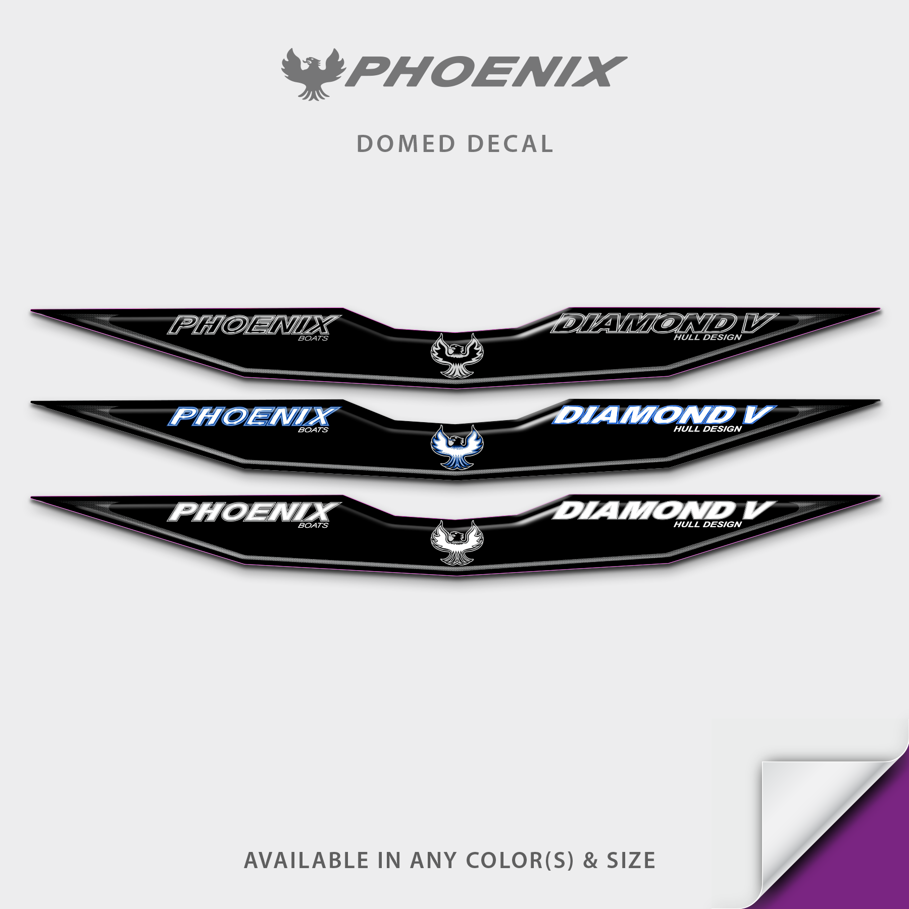 Phoenix Boats Diamond V Domed Center Decal